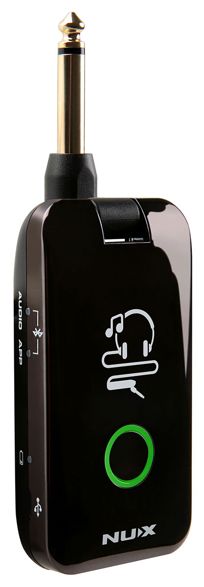 Bluetooth搭載　プラグインモデリングアンプ　エレキギター/ベース用【特徴】Bluetoothを使用しスマートフォン/タブレット端末と接続。アプリを使用して多彩な使い方が出来るエレキギター/ベース用のプラグインモデリングアンプ。・楽器とヘッドフォンを接続し簡単に使えるエレキギター/ベース用のヘッドフォンアンプ。・スマホやタブレット端末とBluetooth接続し、無料アプリ (Mighty Amp)でアンプのコントロールやメトロノームを含む11種類のドラムパターン、端末の音楽を再生する事が可能。【特徴2】・13種のアンプモデリング、20 種のIRファイル (ギター/ベース用 のキャビネット、アコースティックギターシミュレーション)、19種のエフェクトを内蔵。・ NUX 独自の TSAC (True Simulation of Analog Circuit) 技術を使用し、リアルなサウンドを再現。・USBケーブルでパソコンと接続してオーディオインターフェイスとしても使用可能。演奏を録音、ヘッドフォン端子からギターとパソコン音源両方のモニタリングも出来ます。・ フル充電で約 3 時間の使用が可能な充電式バッテリー内蔵。【詳細情報】Current draw: 190mAInput impedance: 1MΩRated power: 125mW x 2Frequency response: 20Hz-20000HzPower: Built-in rechargeable LiPo battery 3.7V/1000mAhDimension: 81(L)x41(W)x30(H)mmWeight: 62g付属品 : 充電用 USB ケーブルJANコード：6936257207739【headphone_amp_guitar】