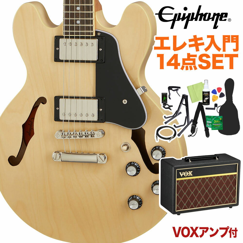 Epiphone ES-339 Natural エレキギター 初心者14点セット VOXアンプ付き セミアコギター エピフォン ES339