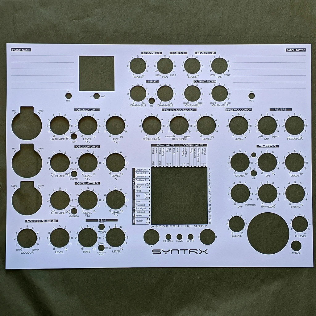 Erica Synths SYNTRX patch note sheets (10 pcs) パッチノートシート 10枚1セット エリカシンス