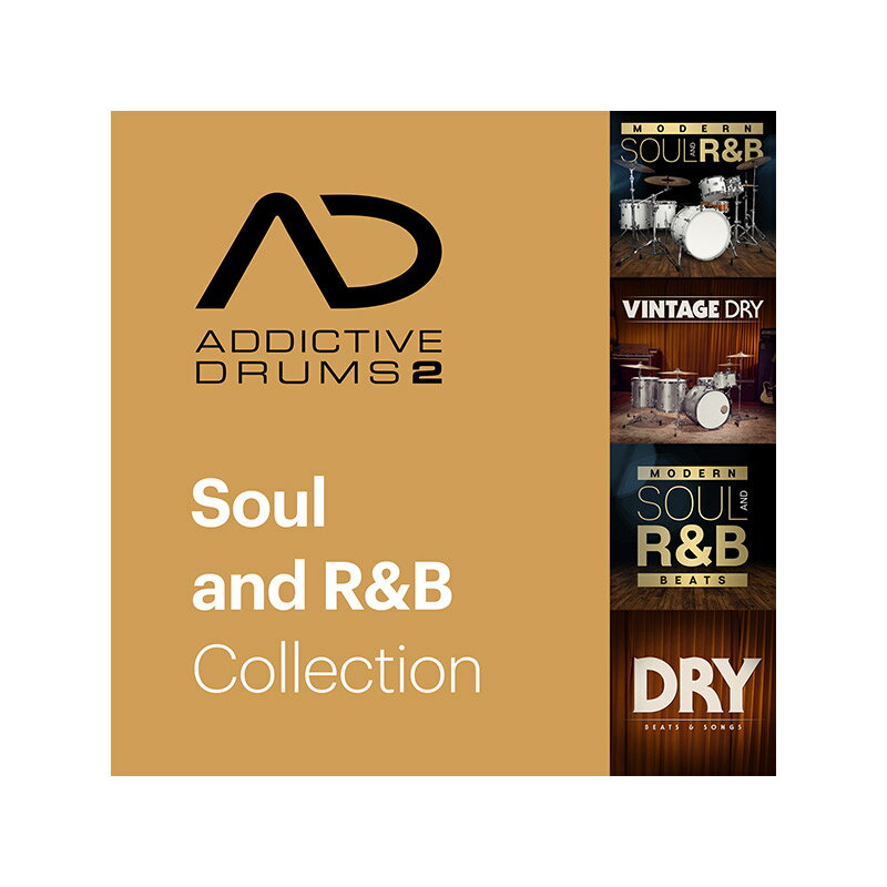 Soul & R&B Collection - クラシック・ソウルからネオ・ソウル、ストリートビートまで完璧に網羅【特徴】膨大なソウルを収録Modern Soul＆R&B ADpakと、1970年代のスタジオ・サウンドを再現したVintage Dry ADpakをバンドルしたコレクションです。Otis ReddingのバックビートからErykah BaduのようなNu-Soulのテイスト、Khurangbin、Michael Kiwanukaのような70年代のリバイバル・ブレイク、Daft Punk、Timberlake、Timbaland、Tim Maiaなど、あらゆるスタイルのソウル・ミュージックをカバーします。【Soul & R&B Collection 収録タイトル】ADpaks : Modern Soul and R&BADpak Modern Soul and R&Bは、XLN Audioが慎重に吟味を重ねたファットかつスムースなサウンドをもたらし、モダンソウルやR&Bトラックに輝きを与えます。XLN Audio定評のサウンドプリセットを用いることで、制作の準備に時間をとられずすぐさま作業にあたることも可能です。もちろんプリセットを使わず自身でドラムキットを構築していく場合も容易に行えます。アコースティックドラムとエレクトロニックドラムサウンドを融合させたり、任意のキット同士をリンクさせてトリガーしたり、多機能でパワフルなAddictive Drums2エンジンが、あなたのプロダクションにユニークなエッジをきかせます。ADpaks : Vintage Dry近年、ダフトパンク、マイク スノウ、ジャスティスなど、チャート上位のアーティストによって70年代サウンドのリバイバルブームが到来しました。Vintage Dry はこのようなサウンドにうってつけのドラム音源です。Vintage Dry は、ドライでファットかつ分離の良い歯切れのあるサウンドが収録され、スタイルやジャンルを問わず、様々な曲やリズムにも最適です。MIDIpaks : Modern Soul And R&B Beatsトップセッションミュージシャンによる演奏とプログラムされたModern Soul R＆B ADpakとの完璧なコンパニオン200以上の本格的なパフォーマンスMIDIpaks : Dry Beats & Songs200以上のタイトで正確なグルーヴプロのドラマーが演奏ファットでドライなキットに最適 【詳細情報】macOS 10.9以上Windows 7, 8, 102GB以上のメモリ（4GB以上を推奨）高速なインターネット回線（インストールに必要）サポートフォーマットVST（32 bit / 64 bit )、AU（32 bit / 64 bit )、AAX（32 bit / 64 bit )及びスタンドアロンホストDAWDigital Performer 9, 10以上Pro Tools 11以上Cubase 8以上Ableton Live 9, 10Cakewalk by BandlabApple Logic Pro 9, XReaper 4, 5Propellerhead Reason 9.5以上JANコード：4580101327436【topbox20211030B_Kw】