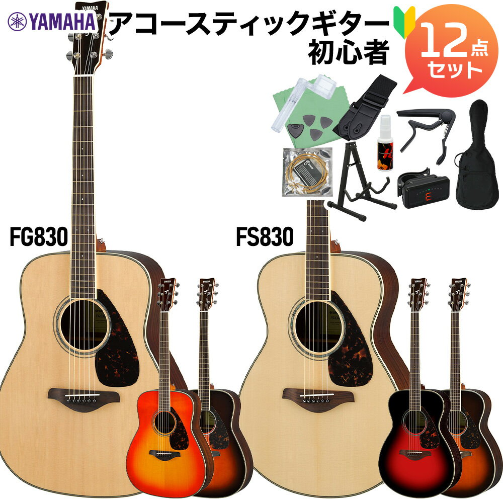 【レビューでギター曲集プレゼント】 YAMAHA FS830/FG830 アコースティックギター初心者12点セット アコースティックギター ヤマハ