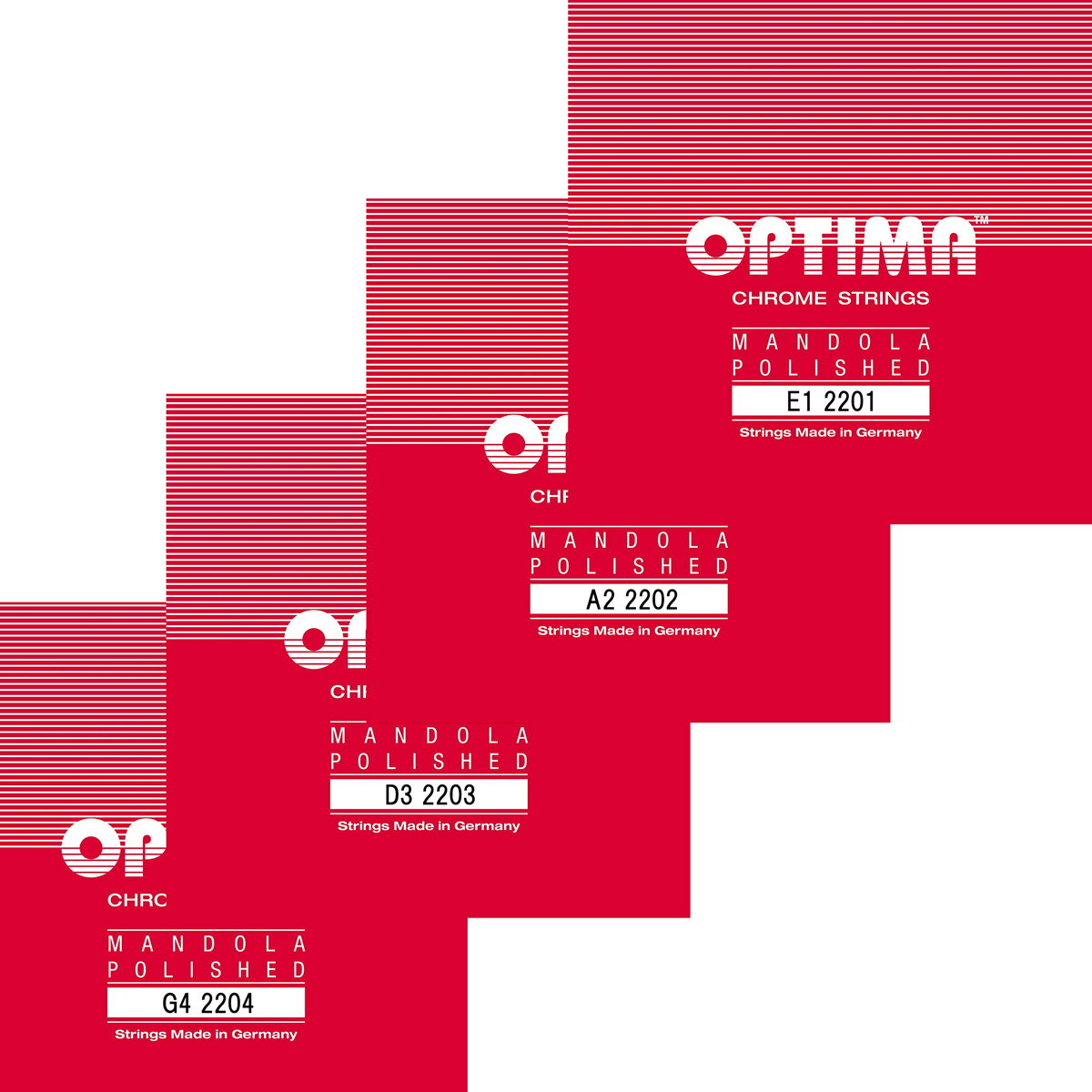 マンドラ弦の定番であるOPTIMA その中でも最もスタンダードな「RED」【特徴】マンドリン弦の定番、OPTIMA（オプティマ）のマンドラ弦です。「RED」はその中でも最もスタンダードな弦となっており、様々なメーカーのマンドラに出荷時弦として採用されるほどです。サウンドに癖がなくどのマンドラにも相性が良いので、迷った際は「RED」を選べば間違いありません。レッドマンドラ用ノーマルテンション1・2・3・4弦：巻弦1弦：0.19　2弦：0.28　3弦：0.39　4弦：0.60【オプティマ（OPTIMA）について】オプティマ社は100年以上続くドイツの歴史的なストリングメーカーです。当初は"MAXIMA"という社名で"Gold String"を中心に販売を展開。フランク ザッパやブライアン メイ等、多くの著名アーティストに愛奏されています。日本ではマンドリン弦が主流で、長年スタンダードな弦として認知されています。2000年にはMAXIMA社が分割されることになり、楽器部門として現在の"OPTIMA"社が誕生しました。以後、新商品の開発やマーケティングなどを積極的に取り組んでいます。JANコード：4054829004844