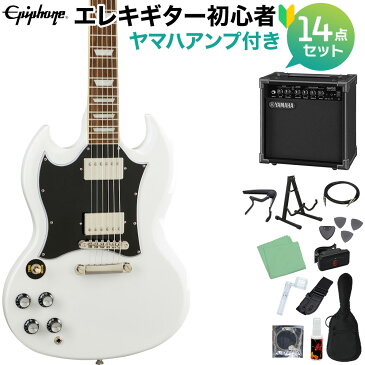 Epiphone SG Standard Lefty Alpine White エレキギター初心者14点セット【ヤマハアンプ付き】 左利き用 レフティ 【エピフォン】