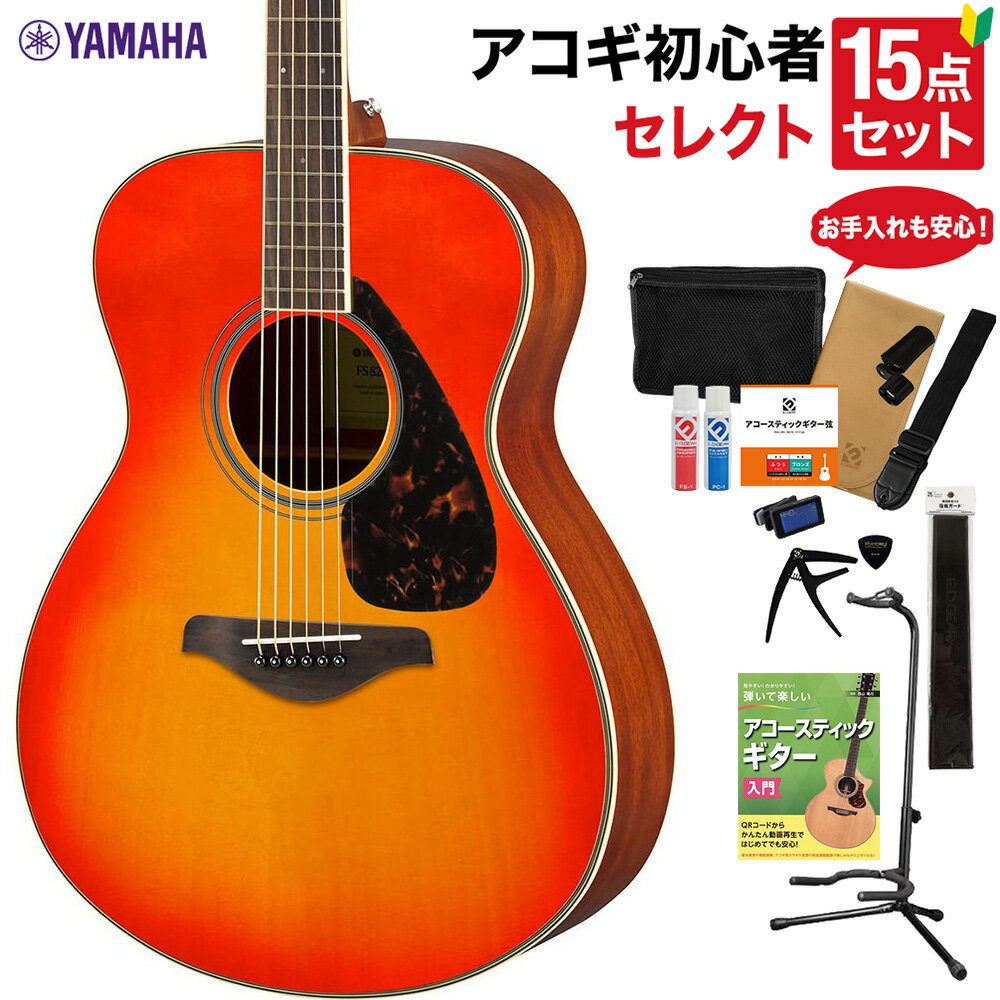 YAMAHA FS820 AB アコースティックギター 教本・お手入れ用品付きセレクト15点セット 初心者セット ヤマハ