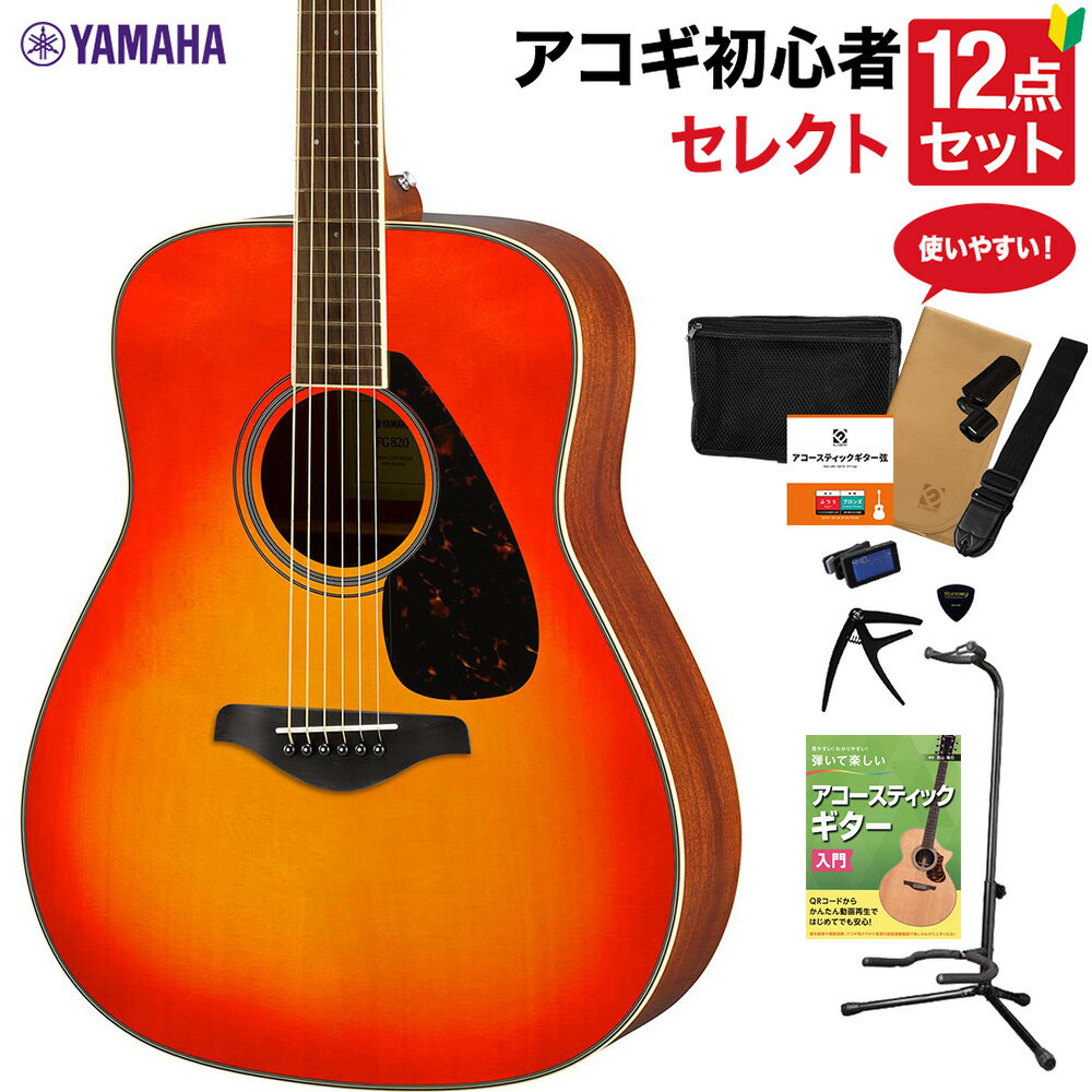 YAMAHA FG820 AB アコースティックギター 教本付きセレクト12点セット 初心者セット ヤマハ