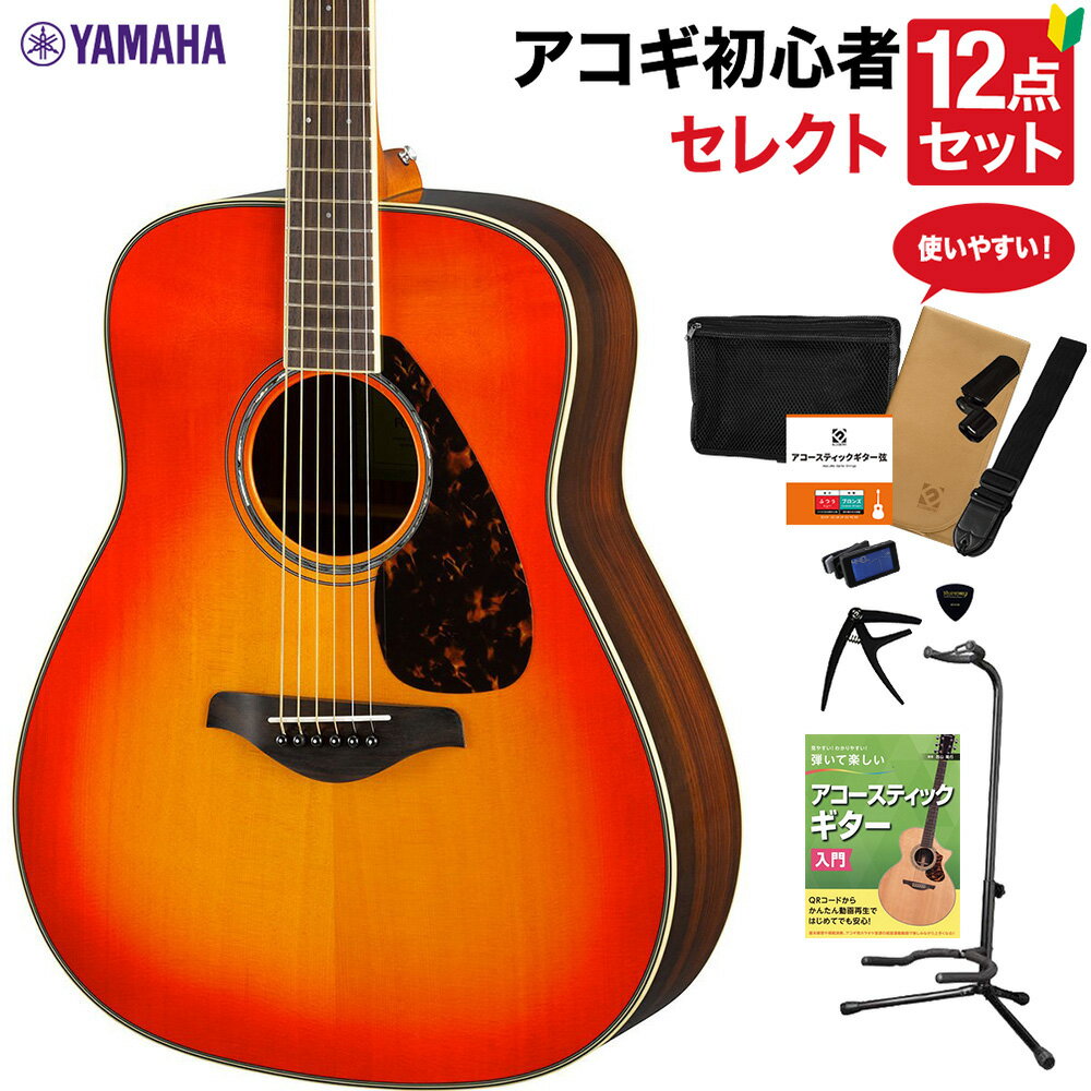 YAMAHA FG830 AB アコースティックギター 教本付きセレクト12点セット 初心者セット ローズウッド ヤマハ