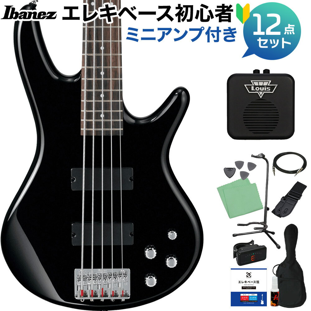 Ibanez GSR205 BK 5弦ベース初心者12点セット 【ミニアンプ付】 コンパクトボディ アイバニーズ GIO