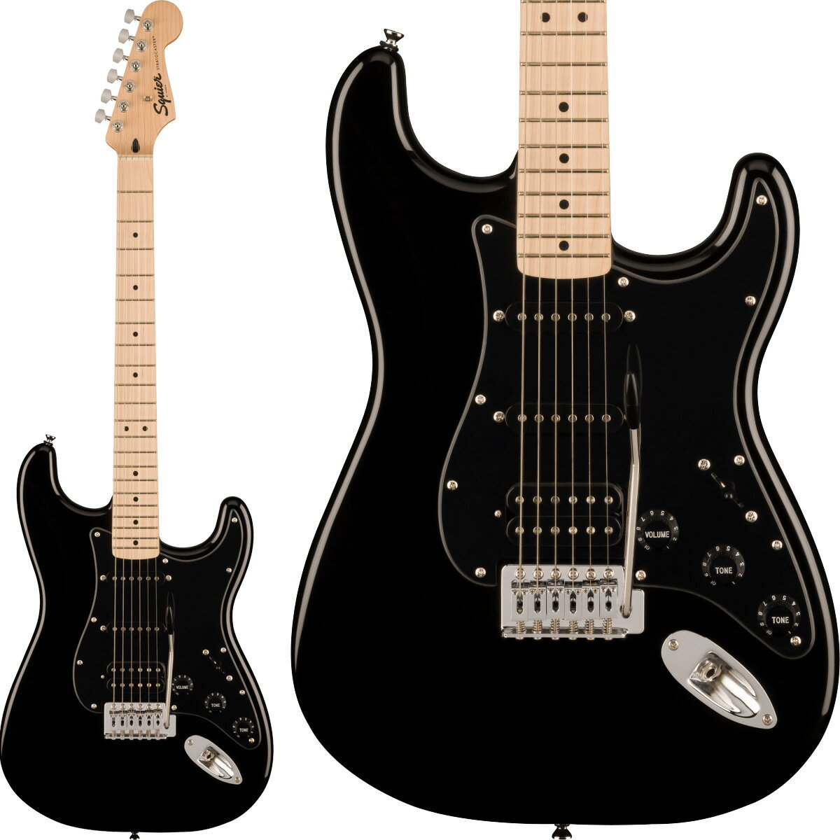 Squier by Fender SONIC STRATOCASTER HSS Maple Fingerboard Black Pickguard Black ストラトキャスター ブラック 黒 エレキギター スクワイヤー / スクワイア ソニック