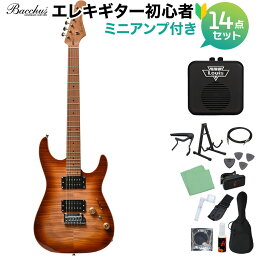 Bacchus IMP24 FMH-RSM/M N-BR-B エレキギター初心者14点セット 【ミニアンプ付き】 ストラトタイプ ユニバースシリーズ バッカス