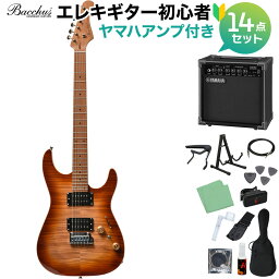 Bacchus IMP24 FMH-RSM/M N-BR-B エレキギター初心者14点セット 【ヤマハアンプ付き】 ストラトタイプ ユニバースシリーズ バッカス