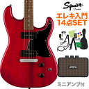 Squier by Fender Paranormal Strat-O-Sonic Crimson Red Transparent エレキギター初心者14点セット 【ミニアンプ付き】 ストラトソニ..