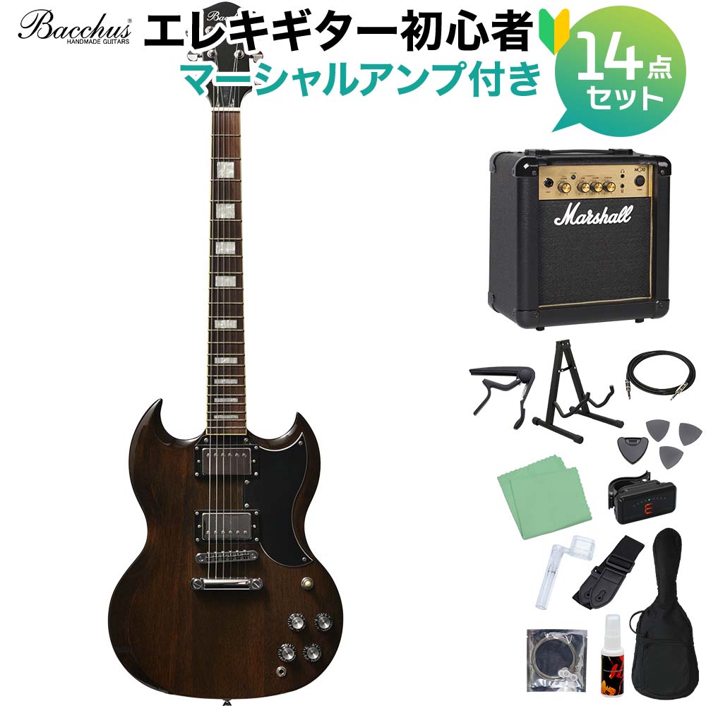 【島村楽器WEBSHOP限定】DUKEの仕様を受け継ぐ新モデル”MARQUIS”シリーズ 初心者セット【特徴】Bacchus Handmadeシリーズ「DUKE」の仕様を受け継ぐ後継機が、ここに新モデルとして誕生します。その名も「MARQUIS」。トラディショナルなルックスはそのままに、Bacchusの持てる経験と技術を余すことなく反映しました。プレイヤーの思いのままに、自由な表現を可能とするクオリティをお確かめください。素材となる木材の生まれ持った質感を大事にする「Antique Finish」。毎日のように触りたいギターだからこそ、家具や調度品のように落ち着きがあって飽きの来ない配色に仕上げました。・最適な演奏性を生み出すネックの仕込み角・振動の伝達効率の良いディープジョイント・スリムネック・オリジナルピックアップ・国内専門検品部署による最終調整【詳細情報】Body：NyatohNeck：NyatohFingerboard：RosewoodNut：Graphtech TUSQ XLBridge：T.O.M typeMachineheads：Rotomatic TypeFret：Nickel SilverPickups：Original H-H setControls：2 Vol, 2 Tone, 3 way PU selectorScale：628mm(24.75inch)Width at Nut：43mmFingerboard Radius：305RFinish：UrethaneStrings：D’addario 010 046Accessories：ギグバッグ、保証書、レンチ※細部の仕様とデザインは予告なく変更になる場合がございます。JANコード：4571470400134【bgn_egcoloroth】【bgn_egmsl】【bgn_egoth】こちらの商品は複数個口でお届けします。お荷物により配達日が異なる場合がございますので予めご了承ください。