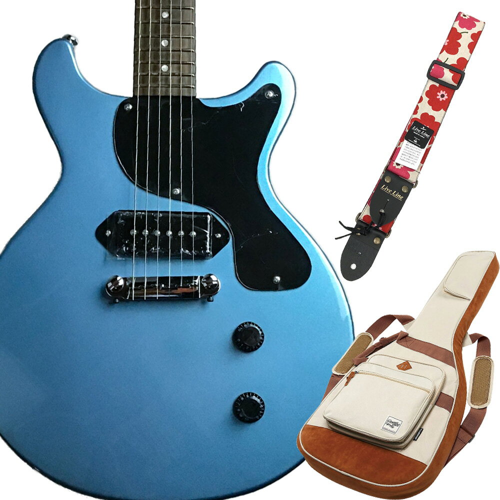  GrassRoots G-JR-LTD Pelham Blue レスポールジュニア 花柄ストラップ ＋ ベージュギターケースセット ペルハムブルー グラスルーツ 