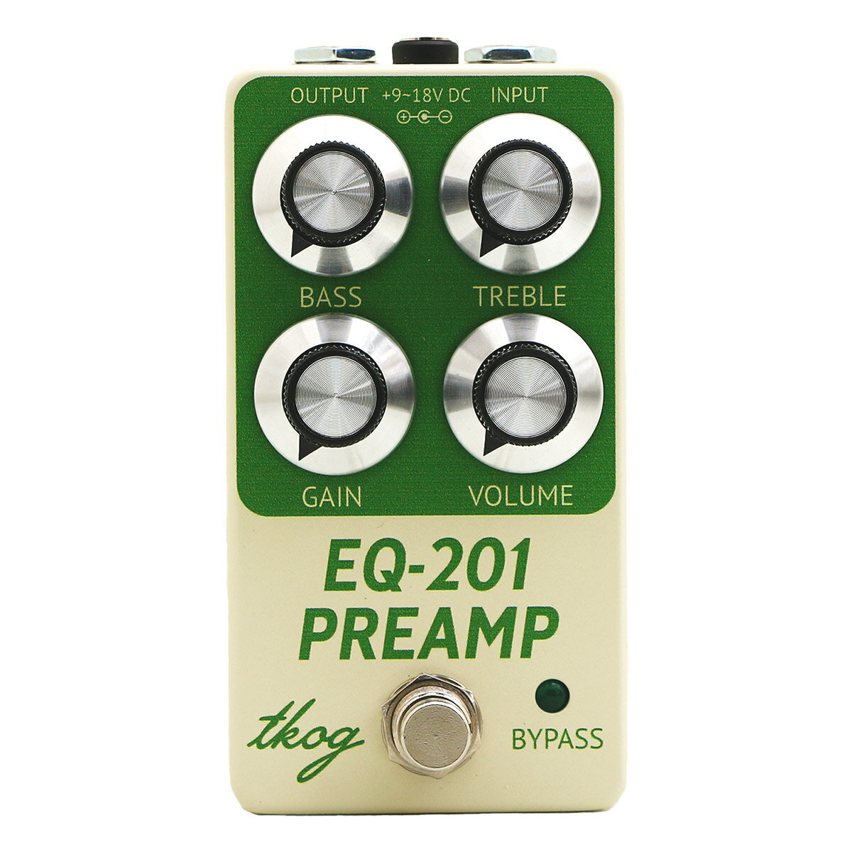 アイコニックなトーンを再現する、多用途なプリアンプ / EQ / ドライブ。【特徴】EQ-201 PREAMPはRE-201 Space Echoのプリアンプ回路を完全に再現し、現代的なシーンにもマッチするよう再構成したユニークなペダルです。Radioheadの機材データベースサイト「the King of Gear(tKoG)」によって開発されています。常時オンでプリアンプとして使用すれば、ThomやJonnyのようにトーンに印象的な色付けをプラス。またEQやトーンシェイパー、更にゲインをプッシュすればトランジスタが唸るオルタナティヴなドライブユニットとしても使用できます。他の歪みデバイスとの組み合わせにおいても、憂いを帯びたエモーショナルな雰囲気を演出します。Radioheadサウンドの秘密を解き明かすのはもちろん、様々なシチュエーションで使い道を見いだせる多目的なゲインデバイスです。【RE-201プリアンプの完全再現！】オリジナルのRE-201 Space Echoはテープに書き込むための充分な信号レベルを得るため、全ての信号はまず入力段でプリアンプによりブースト、フィルタリングされる仕様でした。そしてテープのモーターを止めてエコー効果をキャンセルした場合も常にプリアンプは有効になるため、RE-201を通したサウンドには独特の色付けが付与されるのです。他のテープエコーやREシリーズのプリアンプでは決して得られないこの特別な質感は、時代を超えて多くのオルタナティヴなミュージシャンを虜にしてきました。EQ-201 PREAMPはそんなニッチながら求められてきたRE-201 Space Echoのトランジスタ・プリアンプのサウンドを、アナログ回路で忠実に再現しています。高域と低域がわずかにロールオフし、アンサンブルで最適な居場所を見つけられる心地よい響き。既存のテープエコー系プリアンプの再現ペダルとは違う、ずっしりとした骨太な押し出し感。そして情感をかき乱すような少しのザラつき。風変わりで特別なテクスチャを求める、貴方のためのデバイスです。【多目的なゲインデバイス】EQ-201 PREAMPはRE-201のプリアンプ・サウンドを丁寧に完全再現しつつ、より現代的なファンクションが追加されています。・RE-201と同様のBaxandall 2バンドEQ。音楽的な美しさを加えるEQユニットとしても使用可能。・拡張されたゲインレンジ。トーンシェイパー、ダーティなブーストからドライブ、トランジスタが悲鳴を上げるディストーション、コンソール直挿しのプリミティブなファズサウンドまでアクセス可能。・9 18V駆動に対応。内部で8 17Vへ変換され、オリジナル機に忠実なサウンドを後押しする。・内部DIPスイッチでトゥルーバイパス/バッファードバイパスを切替可能。【RE-201 x Radiohead？】Radioheadが使用するギアの歴史においてRE-201 Space Echoが初登場したのは、The Bendsのレコーディングセッションとされています。Planet Telexのキーボードパートに使用されたそのサウンドをJonny Greenwoodが気に入り、ヴィンテージのオリジナルRE-201を入手。Airbag、Subterranean Homesick Alien、Exit Music (For a Film)、In Limboといった楽曲でその幽玄かつ不確かな唯一無二のフィーリングを聴くことができます。その後オリジナルユニットは故障してしまったようで、2009年以降はRE-20の登場機会も多くなっています。JonnyやThomはレコーディングセッションにおいて、エコー効果を使用しない場合でもRE-201（またはRE-20）を常に通してプレイを行うことが多く、プリアンプで色付けされたサウンドを重要と考えているようです。またライブパフォーマンスにおいても近年に至るまで登場頻度は非常に多く、Radioheadのサウンドを形成する上で特別な領域を占めていることがわかります。【詳細情報】オリジナル機をリスペクトしたデザイン&ノブ9V-18V DC 2.1mmセンターマイナス。消費電流:約15mA。トゥルーバイパス / バッファードバイパスを切替可能。ペダルボードフレンドリーなトップマウントのインプット/アウトプットジャック設計上、電源を投入直後はオンオフ切替時のポップノイズが目立つ仕様です。電源を入れて1-2分すると回路が安定しノイズも目立たなくなります。JANコード：4560482830480