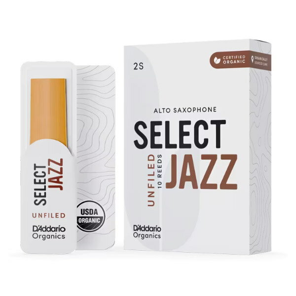 D'Addario WOODWINDS ORGANIC SELECT JAZZ リード アルトサックス用 【アンファイルド】 【硬さ：2S】 【10枚入り】 ダダリオウッドウインズ オーガニック セレクトジャズ ORRS10ASX2S