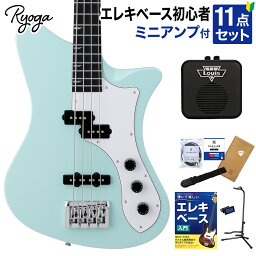 Ryoga SKATER-BASS Surf Green ベース初心者12点セット【ミニアンプ付き】 PJタイプ ベイクドメイプルネック リョウガ