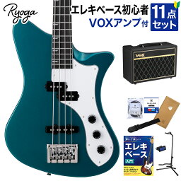 Ryoga SKATER-BASS Ocean Turquoise Blue ベース初心者12点セット【VOXアンプ付き】 PJタイプ ベイクドメイプルネック リョウガ