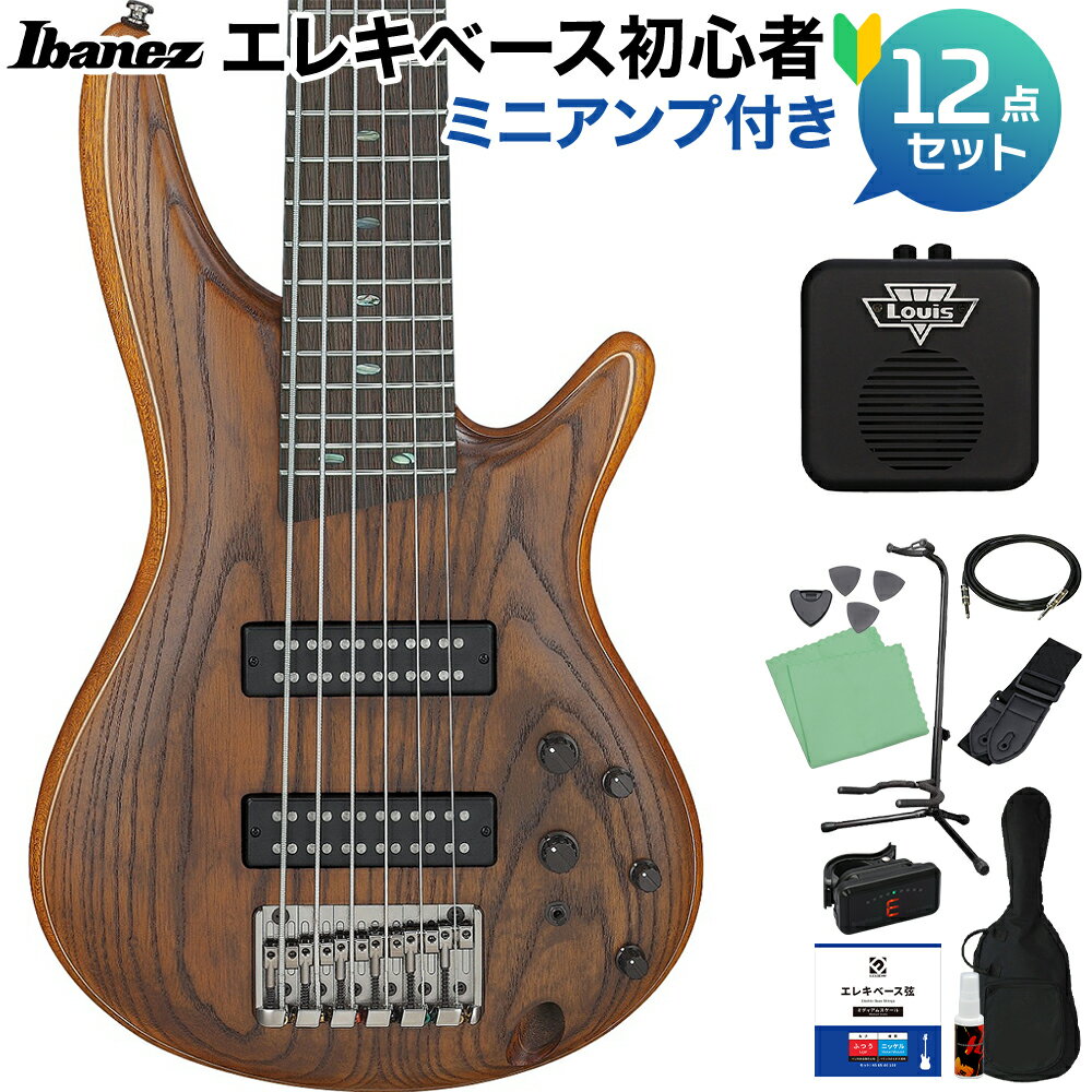 高級感のあるウッディな質感のIbanez6弦ベース【島村楽器限定モデル】【特徴】Ibanezを象徴するSRシェイプ、Ibanez最上位モデル5000シリーズを彷彿させるルックスの島村楽器オリジナルモデル。EQスイッチはカタログモデルに存在しないON/OFFスイッチを採用し、電池無しでも出力が可能です。【アッシュ・トップ / ウォルナット / ニャトー材の積層ボディ】ゆたかな中低音域特性に加え、アッシュ材TOPのパンチを加えたわかりやすいサウンドです。PrestigeモデルやPremiumモデルで採用した積層ボディのウッディな高級感も特徴です。【ジャトウバ材/ウォルナット材 5pcネック】コンパクトが身上のSRネックを、堅牢な5ピース構成で実現しかつトータルデザインにも配慮しています。【パンガ・パンガ材指板/SRスペシャル・アヴァロン・ポジション・インレイ】上位モデルと同じくウェンジ系材の指板、さらに上位モデルと同じ指板インレイを採用しています。【Ibanez Power Span デュアル・コイル・ピックアップ】その名の通りパワーあふれたデュアル・コイルPUで、構造上ノイズからも強いです。【詳細情報】Neck:5pc Jatoba/Walnut neckBody:Ash top, Walnut / Nyatoh bodyFretboard:Bound Panga Panga fretboard w/Avalon SR Special inlayFret:Medium fretsBridge:Accu-cast B120 bridge (19mm string spacing : 4st, 16.5mm string spacing : 5&6st)Neck pickup:Ibanez PowerSpan Dual Coil neck pickupBridge pickup:Ibanez PowerSpan Dual Coil bridge pickupEqualiser:Ibanez Custom Electronics 3-band EQ w/EQ ON-OFF switchHardware color:Cosmo BlackStrings gauge:.032/.045/.065/.085/.105/.130 (D’Addario EXL165+.032/.130) JANコード：4549763355973【bgn_ebbrown】【bgn_eboth】【bgn_ebmini】