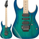 ハイ・コストパフォーマンス Ibanez Standard RG新モデル【ダブルロッキング・トレモロ搭載】【特徴】【メイプル材 ネック / Wizard III シェイプ】ネックの素材としてはメジャーな、硬質で強度が高いメイプル材を採用。アタックとサスティーンに富み、張りのある”パリッ”とした高音域サウンドが特徴です。薄い握り心地と握り易さを追求し、抜群のプレイアビリティを約束する”Wizard III”ネック・シェイプを採用。【メイプル材 指板】硬質で強度が高く、アタックとサスティーンに富み、張りのある”パリッ”とした高音域サウンドが特徴です。【アッシュ材 ボディ】ヌケの良い、クリアで輪郭あるサウンドに富むアッシュ材を採用。高級モデルで採用されることが多い、ボディ・トップとサイド&バックのカラーを塗り分けています。ボディ・トップにはシースルー・ブルー・カラーを、サイド&バックはナチュラル・カラーで塗り分け、アッシュ材特有の美しい杢目を損ないません。ボディー外周をクリーム・バインディングで巻き、輪郭ある外観に仕上げています。【【Edge-Zero II トレモロ・ブリッジ】】激しいアーム・プレイを多用しても高いチューニングの安定性を誇るEdge-Zero II トレモロ・ブリッジを搭載。ユニット本体がピッキングの妨げにならない様にロー・プロファイル設計されていることも大きな特徴です。【詳細情報】- Neck type Wizard III Maple neck- Body Ash body- Fretboard Maple fretboard w/ Black dot inlay- Fret Jumbo fret- Bridge Edge-Zero II tremolo bridge- Neck pickup Quantum (H) neck pickup- Middle pickup Quantum (S) middle pickup- Bridge pickup Quantum (H) bridge pickup- Controls, Pickup Selector 1 Volume, 1 Tone, 5-way lever switch- Hardware color Cosmo Black- Strings gauge .009/.011/.016/.024/.032/.042 (D'Addario EXL120)JANコード：4515276967675