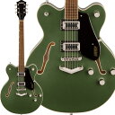 Gretsch Electromatic Collection セミアコギター【特徴】Electromatic Center Blockギターは、ピュアでパワフルなグレッチサウンドを大音量で存分にお楽しみいただけるモデルです。G5622 Electromatic Center Block Double-Cut with V-Stoptailは、ダブルカッタウェイのメイプルボディに、ダイナミックなレゾナンス、ハイゲインパワー、軽量で優れた弾き心地を実現するチェンバードスプルースをセンターブロックに採用しています。2基のBlack Top Broad'Tronハムバッカーはダイナミックで明瞭なトーンとともにキメの細かいハイエンドを奏で、サウンドにパンチを与えます。トレブルブリード回路付きマスターボリューム、マスタートーン、ブリッジとネックピックアップの独自ボリュームコントロール、3ポジションのピックアップトグルスイッチといったコントロール類により、そのパワフルなサウンドをフレキシブルにデザインすることができます。【詳細情報】ボディ：Laminated Mapleボディフィニッシュ：Glossボディトップ：Arched Laminated Mapleボディバインディング：Aged White with B/W/B Purflingボディシェイプ：Center Blockボディバック：Arched Mapleコントロールノブ：G-Arrowフィンガーボード：Laurelハードウェアフィニッシュ：Nickelピックガード：Black Plexi w/ Silver Gretsch & Electromatic Logosポジションインレイ：Pearloid Neo-Classic Thumbnailネックフィニッシュ：Glossネック：Set-Neckネックピックアップ：Black Top Broad'Tronブリッジカバー/テイルピース：Gretsch V-Stoptailブレイシング：Center Blockナット：Graph Tech NuBoneブリッジピックアップ：Black Top Broad’Tronコントロール：Volume 1. (Neck Pickup), Volume 2. (Bridge Pickup), Master Volume, Master Toneピックアップスイッチ：3-Position Toggle: Position 1. Bridge Pickup, Position 2. Bridge and Neck Pickups, Position 3. Neck Pickupブリッジ：Adjusto-Maticチューニングマシーン：Die-Cast Sealedストリング：Nickel Plated Steel (.010-.046 Gauges)JANコード：0717669887179【23Gre_sscan】