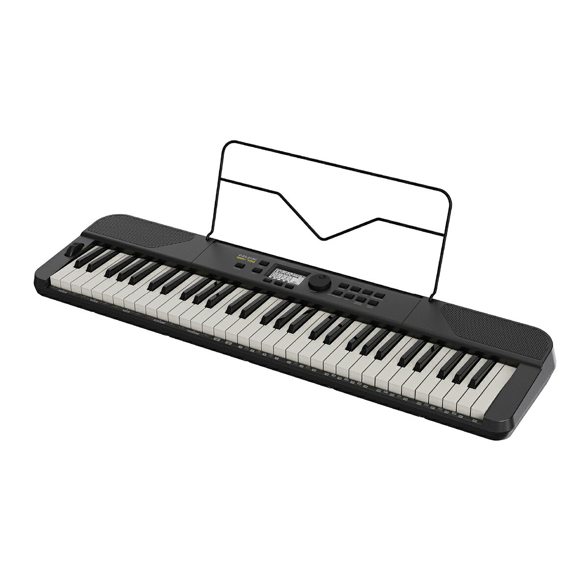500種類の音色、充電式バッテリーとスピーカーを内蔵したポーダブルキーボード【特徴】・タッチセンシティブ61鍵盤キーボード採用・5段階のタッチレスポンス・グランドピアノを始めとする500種類のサウンド・100種類のリズムスタイルと100種類のデモソング・アクティブな演奏が可能なピッチベンドホイール・2つのサウンドをアサインできるキーボードスプリット機能・2種類の音色をミックス可能なデュアルボイス機能・5つのユーザープリセット・自動伴奏機能・ダイナミックな演奏が可能なLive Music機能・トランスポーズ＆オクターブシフト機能・表現を広げる3種類のリバーブエフェクト・外部電源無しで駆動可能な充電式バッテリー・充分な音量を出力可能な内蔵スピーカー・USB MIDI機能・付属のNBT-1 Bluetooth モジュールを使用することでBluetooth オーディオ/MIDI使用可能・譜面置き付属【野外でのパフォーマンスに最適な大容量バッテリー】3000mAhの充電式バッテリーが搭載されており、10時間以上の連続駆動が可能です。本体の重さも3.1kg以下のため、持ち運びも簡単です。また、スピーカーも内蔵しているため、野外パフォーマンスなどに最適です。【ライブミュージックモード】内蔵された20 のライブミュージックソングはそれぞれ、3つのフレーズ オプションを備えた 4つのトラックで構成されているため、フレーズを自由に組み合わせたり、ブリッジを追加したり、さまざまなエフェクトを使用したりすることで、より表現力豊かなライブパフォーマンスを実現します。【様々なスタイルに対応する500種類のサウンド】グランドピアノを始めとした500種類のサウンドが搭載されています。オルガンやエレクトリックピアノ、オーケストラまで、あらゆるサウンドを使用可能です。また、デュアルレイヤー機能やキーボードスプリット機能を使用することで、さらに表現の幅を広げることができます。【自動伴奏機能】自動伴奏機能を使用すれば、シングル/マルチフィンガーコードで、様々なスタイルのバンドサウンドを演奏できます。ポップス、ジャズ、ロック、ダンスなどをカバーする100種類のデモソングと100種類のリズムスタイルにより、どんなスタイルにも対応できます。【モダンでシックなデザイン】軽量ながらもモダンでシックなデザインに設計されたNEK-100は使用する場所を選びません。家での練習からアウトドアパフォーマンスまで、ありとあらゆる場面で素晴らしいパフォーマンスを発揮できます。【詳細情報】■ディスプレイ：TFT LCDスクリーン■キーボード：61 鍵盤タッチセンシティブキーボード■タッチレスポンス：5 種類 (Light1/Light2/Normal/Hard1/Hard2)■サウンド：500 種類■最大同時発音数：51 音■エフェクト：リバーブ (Room/Hall/Plate)■ファンクション：デュアルボイス、キーボードスプリット、トランスポーズ ( ± 12)、オクターブシフト( ± 1)、A4 チューニング(420 - 460Hz)、5 ユーザープリセット■自動伴奏：100 スタイル■メトロノーム：1 - 9ビート、4 ボイス、40 - 240 BPM レンジ、タップテンポ■ピッチベンドホイール：± 2 セミトーン■ライブミュージック：20 ライブミュージックソング■デモソング：100 種類■接続端子：3.5mm ステレオヘッドフォンジャック、6.35mmステレオ AUX OUT、3.5mm ステレオAUX IN、サステインペダルジャック、USB MIDI(Type-B)、Bluetooth オーディオ/MIDI( 別売りNBT-1 モジュール用入力)■スピーカー：2.2 x 4.9 x 2.5W x 2 ヶ■電源：12DC 2Aセンタープラス ( 付属 )、または内蔵充電式バッテリー■サイズ：252 x 80 x 925 mm(W x H x D)■重さ： 3.1 kgJANコード：6936257209559