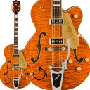 Gretsch Limited Edition Quilt Classic セミアコギター【特徴】Gretsch Quilt Classicsは、クラシックなヴィンテージモデルに際立ったフィギュアドキルトメイプルトップをあしらい、スタイリッシュに再現したコレクションです。ギタリストが憧れとするギタリスト、チェット・アトキンスとの共同設計による6120モデルは、グレッチの中でも最も広くそのサウンドが聴かれているギターです。G6120TGQM-56 Limited Edition Quilt Classic Hollow Bodyは、初期のデザインを忠実に再現しつつ、エレガントなフィギュアドキルトメイプルをキャッピングすることでクラシックな美学をさらに高めました。オーセンティックなグレッチトーンを提供するこのホロウボディギターは、弾きやすく快適な演奏性を備え、グレッチならではの最高のサウンド（That Great Gretsch Sound!）を誇らしげに鳴り響かせます。【詳細情報】Body Material：Laminated Quilt MapleBody Finish：Gloss Nitrocellulose LacquerNeck：Maple, Standard “U”Neck Finish：Gloss Nitrocellulose LacquerFingerboard：Rosewood, 12” (305 mm)Frets：22, Medium JumboPosition Inlays：Aged Pearloid Blocks (Rosewood), Aged Pearloid Wide Blocks (Rosewood)Nut (Material/Width)：Polished Aluminum, 1.6875” (42.86 mm)Tuning Machines：Grover Sta-TiteScale Length：24.6” (625 mm)Bridge：Aluminum CompensatedPickguard：Gold Plexi with Gold Gretsch LogoPickups：TV Jones T-Armond (Bridge), (Middle), TV Jones T-Armond (Neck)Pickup Switching：3-Position Toggle：Position 1. Bridge Pickup, Position 2. Bridge and Neck Pickups, Position 3. Neck PickupControls：Volume 1. (Neck Pickup), Volume 2. (Bridge Pickup), Master Volume, Master ToneControl Knobs：ArrowHardware Finish：GoldStrings：Nickel Plated Steel (.011-.049 Gauges)Case/Gig Bag：Included G6241 Gretsch 16” Deluxe Hollow Body Hardshell (p/n 099-6411-000); Optional G2162 Gretsch Hollow Body Gig Bag (p/n 099-6458-000)JANコード：0717669941390