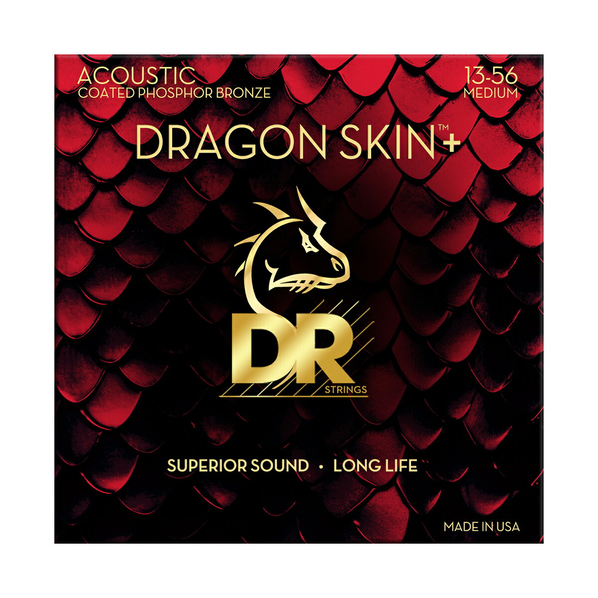 DR STRINGS Dragon Skin+弦【特徴】Dragon Skin+弦は豪快なサウンドで、弾きやすく、耐久性に優れています。 Dragon Skin+は、コアと巻き線の両方をアップグレードし、非常に音楽的でバランスのとれた、大きな音を実現しています。Accurate Core Technologyは、コアに溝を作り、巻き線を包み込むことで、弦が最大限に鳴り響くようにします。感触とサウンドをより良くするために設計されたDragon Skin+は他に類を見ないものです。 違いは本物です。【詳細情報】Style：Mediumゲージ：E13、B17、G26、D34、A45、E56JANコード：0600781010139