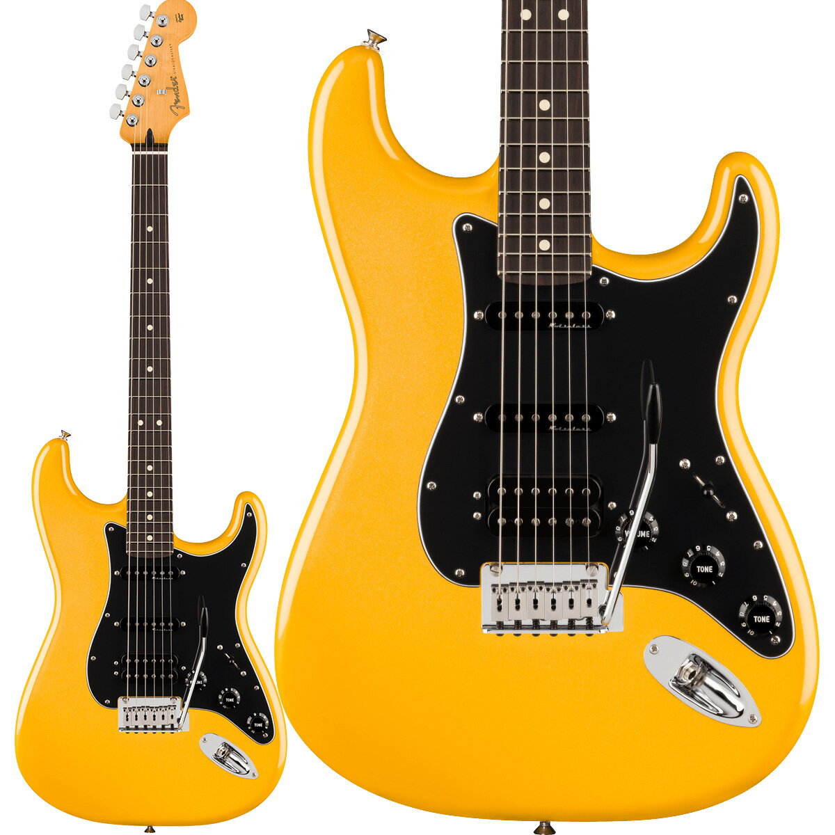 FenderよりPlayer II Modifiedシリーズが登場！【特徴】Player II Modified Stratocaster HSSは、モダンプレイヤーを念頭に置いて設計されたクラシカルなギターです。Modern "C"ネックシェイプ、シルキーなサテンウレタンフィニッシュを施したネックバック、9.5インチラジアスのスラブローズウッドまたは1ピースメイプル指板、滑らかにロールオフ処理された指板エッジ、22本のミディアムジャンボフレットなど、ネックに注がれたすべてのディテールが、高速で流れるようなプレイアビリティをサポートします。アルダーボディはフェンダーらしいパンチのあるトーンが特徴で、様々な新しいカラーフィニッシュが用意されています。Player IIハムバッカーは明瞭度の高いパワフルなサウンドを提供し、Player II Noiseless ピックアップは、不要なノイズを抑制しながら、クラシックなストラトの煌びやかなトーンを奏でます。トーン2ノブに備えられたプッシュ／プルスイッチ機能は、ハムバッカーをコイルスプリットし、シングルコイルとして使用することも可能です。【詳細情報】ボディ：Alderボディフィニッシュ：Gloss Polyesterボディシェイプ：Stratocasterコントロールノブ：Black Plasticフィンガーボード：Rosewoodハードウェアフィニッシュ：Nickel/Chromeピックガード：3-Ply Black/White/Blackポジションインレイ：White Dotネックフィニッシュ：Satin Urethaneネック：4-Bolt Standardネックピックアップ：Player II Noiseless Stratブリッジピックアップ：Player II Modified Humbuckerミドルピックアップ：Player II Noiseless Stratコントロール：Master Volume with Treble-Bleed, Tone 1. (Neck/Middle Pickups), Tone 2. (Bridge Pickup)ピックアップスイッチ：5-Position Blade: Position 1. Bridge Pickup, Position 2. Bridge and Middle Pickup, Position 3. Middle Pickup, Position 4. Middle and Neck Pickup, Position 5. Neck Pickupブリッジ：2-Point Synchronized Tremolo with Block Saddles and Chamfered Tremolo Blockチューニングマシーン：Deluxe Cast/Sealed Locking (all short posts)ストリング：Fender USA 250L Nickel Plated Steel (.009-.042 Gauges), PN 0730250403Auxiliary Switching：Push/Pull Pot On Tone 2 For Coil Split on Humbucking Pickupフィンガーボードラジアス：9.5" (241 mm)フレットサイズ：Medium Jumboネック：Mapleネックシェイプ：Modern "C"フレット数：22ナットの素材：TUSQナット幅：1.650" (42 mm)スケール：25.5" (64.77 cm)JANコード：0885978398546