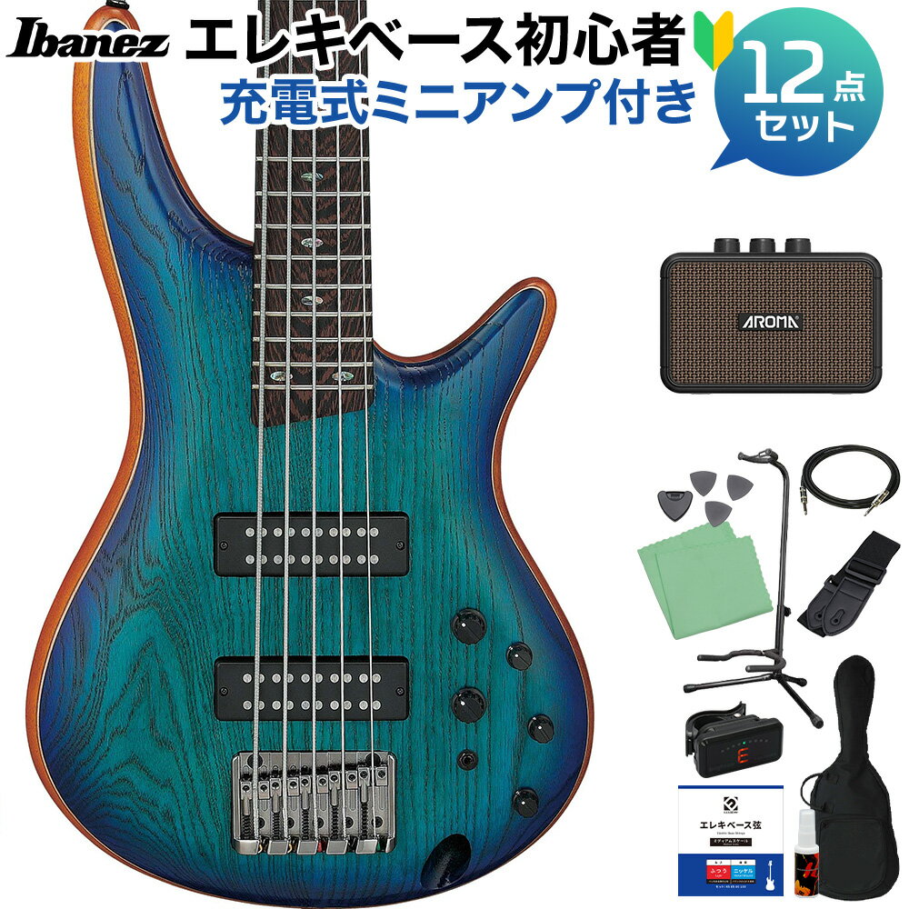 島村楽器限定のIbanezベースに「Sapphire Blue Low Gloss」カラーが登場【特徴】・アッシュ・トップ / ウォルナット / ニャトー材の積層ボディを、落ち着きのある艶感の青系色で仕上げ上位シリーズのPrestigeやPremiumを彷彿させるウッディな質感を際立たせる、トランスブルーフィニッシュを採用。豊かな中低音域特性に加え、アッシュ材TOPのパンチを加えたわかりやすいサウンド。・ジャトウバ材/ウォルナット材 5pcネックコンパクトが身上のSRネックを、堅牢な5ピース構成で実現しかつトータルデザインにも配慮しています。・パンガ・パンガ材指板/SRスペシャル・アヴァロン・ポジション・インレイ上位モデルと同じくウェンジ系材の指板、さらに上位モデルと同じ指板インレイを採用。・Ibanez Power Span デュアル・コイル・ピックアップその名の通りパワーあふれたデュアル・コイルPUで、構造上ノイズからも強いです。・3-Band EQ w/EQ バイパス・スイッチEQのオン-オフが切り替え可で、電池が無くても音が出ます。【詳細情報】Neck:5pc Jatoba/Walnut neckBody:Ash top, Walnut / Nyatoh bodyFretboard:Bound Panga Panga fretboard w/Avalon SR Special inlayFret:Medium fretsBridge:Accu-cast B120 bridge (19mm string spacing : 4st, 16.5mm string spacing : 5&6st)Neck pickup:Ibanez PowerSpan Dual Coil neck pickupBridge pickup:Ibanez PowerSpan Dual Coil bridge pickupEqualiser:Ibanez Custom Electronics 3-band EQ w/EQ ON-OFF switchHardware color:Cosmo BlackStrings gauge:.045/.065/.085/.105/.130 (D’Addario EXL165+.130) for 5stJANコード：4549763369284【bgn_eboth】【bgn_ebblue　bgn_ebmini】こちらの商品は複数個口でお届けします。お荷物により配達日時が異なる場合がございますので予めご了承ください。