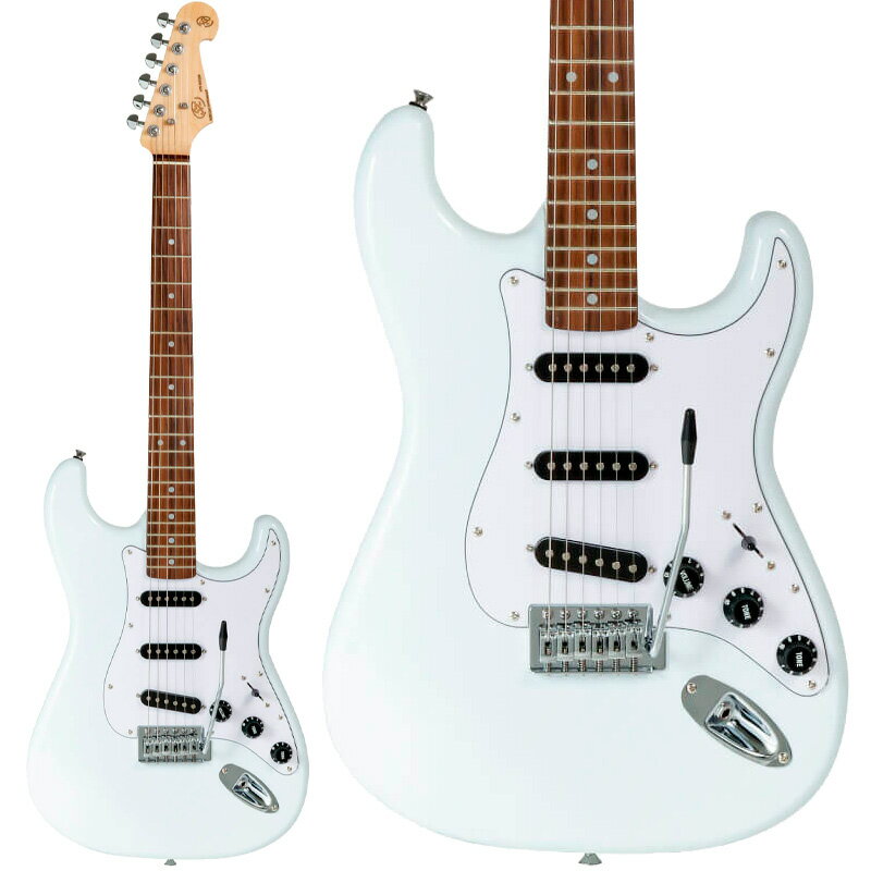 幅広い音楽ジャンルに対応し、サウンド・演奏性・デザインのすべてにおいてバランスの取れた一本【特徴】USAアルダー材を採用したボディに採用したSTスタイルのエレキギターです。カナディアン・メイプルネックとローズウッド指板が織りなすクリアで温かみのあるトーンに、3基のセラミック・シングルコイルピックアップとヴィンテージスタイルのトレモロブリッジを搭載。ボディ材：USAアルダーバランスの良い音域特性で、ジャンルを問わず扱いやすい定番材。中域の豊かさと自然なサスティンが魅力です。ネック・フィンガーボード：カナディアン・メイプル & ローズウッド歯切れの良さと温かみのある音色を両立。R305、21フレット仕様で、指板のフィーリングも滑らかです。ピックアップ：セラミック・シングルコイル×3ストラト定番のピックアップ構成で、5Wayスイッチと組み合わせることでクリーンからドライブまで多彩な音作りが可能。コードカッティングからソロまで対応します。ヴィンテージスタイル・トレモロブリッジクラシックなスタイルと演奏性を両立したトレモロユニットを搭載し、スムーズなアーム操作と安定したチューニングを実現します。【-About SX Guitars-】SX Guitarsは1998年に創立され、「価格以上の価値を提供するギター」をコンセプトに、革新的なコストマネジメントと厳格な品質基準を徹底しています。SX製品は、世界中のレコーディングスタジオ、教育機関、ライブステージで愛されており、プロミュージシャンや講師からも高い信頼を得ています。【詳細情報】※画像はサンプルです。木目などの外観には個体差がございます。ボディ材：USAアルダーネック材：カナディアンメイプルフィンガーボード材：ローズウッドフィンガーボードR：305mmフレット数：21ナット材：プラスチックナット幅：42mmスケール：648mmブリッジ：ヴィンテージスタイル・トレモロブリッジコントロール：1-ボリューム, 2-トーン,5-Way スイッチフィニッシュ：グロスピックアップ：セラミック,シングルコイルx3ピックガード：ホワイト/ブラック/ホワイト 3-Ply初期セットアップ弦：Nickel Wound, Super Light (.009 .042)糸巻き：ロトマチック付属品：レンチ、ギグバッグ、アーム生産国：中国JANコード：6940651413696