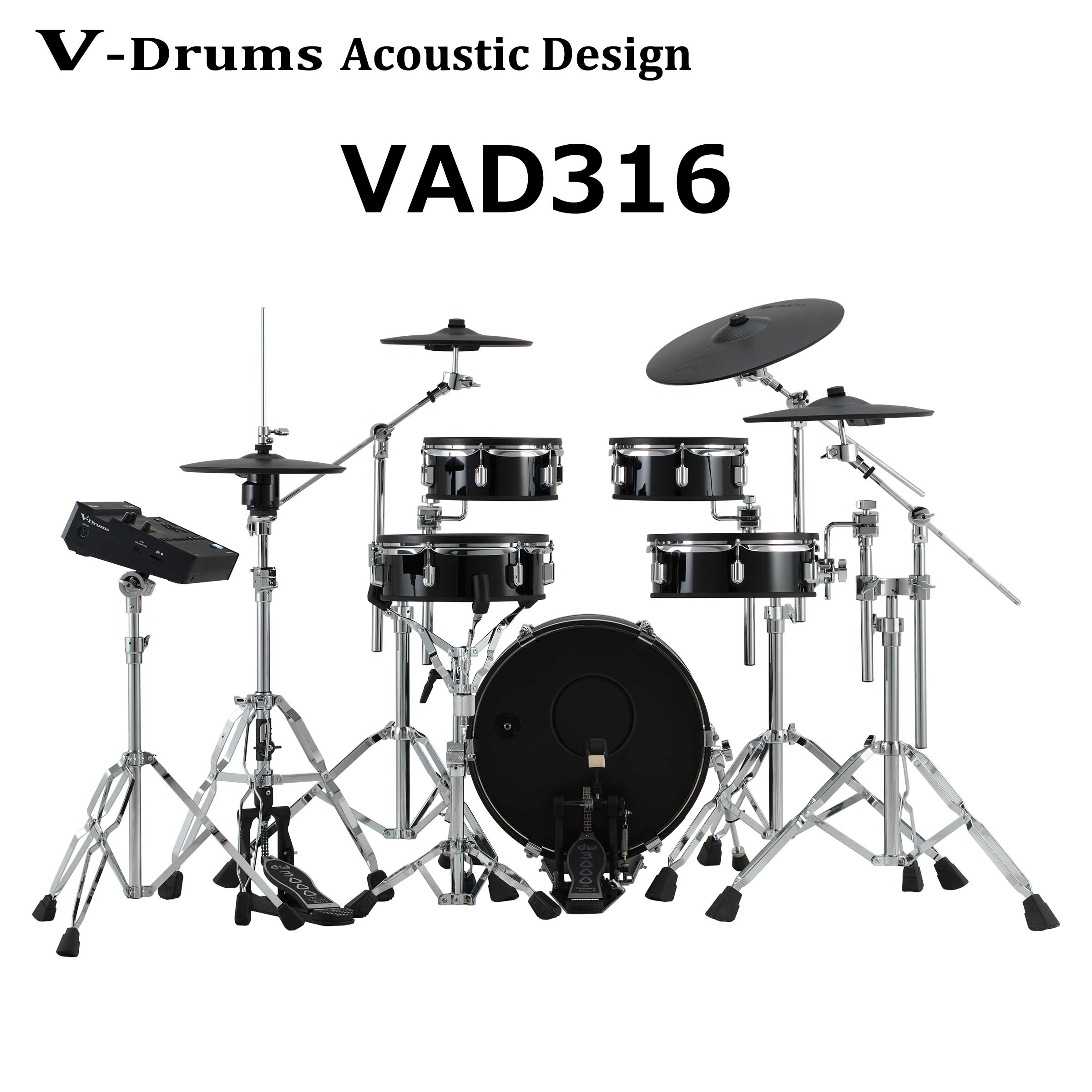『V71』 と同じサウンド ・ エンジンを持つ音源モジュール 『V31』 を搭載した V-Drums Acoustic Design【特徴】アコースティック・ドラムのような存在感や演奏感、レイアウトなどを実現しつつ、電子ドラムのアイデンティティを有したモデル・音源モジュール V71 と同じサウンド ・ エンジンを搭載した音源モジュール 『V31』・張り具合の調整ができるメッシュ ・ ヘッドとクロス ・ スティック奏法にも対応する12 インチ ・ スネア 『PDA120LS-BK』・革新的なマウント ・ センサーを採用、 打面が大きくなりビーターのセッティングが簡単になった 18 インチ ・ キック ・ ドラム 『KD-18-BK』・デュアル ・ トリガーによる高度なセンシングが特徴の浅胴型シェル PDA シリーズ ・ タム ・ パッド・既存の別売ハイハット ・ スタンドに取り付けられ、 自然な開閉感を提供するハイハット 『VH-10』・自然な揺れ方とチョーク奏法に対応するデュアル ・ トリガーのクラッシュ ・ シンバル 『CY-12C-T』 と 3 ウェイ ・ トリガーのクラッシュ ・ シンバル 『CY-14R-T』【詳細情報】●キット構成 = ドラム・サウンド・モジュール:V31 × 1、スネア:PDA120LS × 1、タム 1:PDA100L × 1、タム 2:PDA100L × 1、タム 3:PDA120L × 1、ハイハット:VH-10 × 1、クラッシュ 1:CY-12C-T × 1、クラッシュ 2:CY-14R-T × 1、ライド:CY-16R-T × 1、キック:KD-18-BK × 1、ドラム・サウンド・モジュール・スタンド:PDS-5 ×1、ドラム・コンビネーション・スタンド:DCS-30 × 3●拡張用トリガー・インプット端子 =2(AUX/TOM 4、CRASH 2)※ CRASH 2 端子は、2 枚目のクラッシュ CY-14R-T の接続に使用します。※ DIGITAL TRIGGER IN 端子は、別売のデジタル・パッドへ差し替えるときに使用します。●外形寸法(必要占有面積)=1,865(幅)× 1,400(奥行)× 1,200(高さ)mm(キック・パッド、シンバル、ハイハット・スタンド、椅子を含む)●質量 =47.2kg●付属品 = 音源用マウント、AC アダプター、専用接続ケーブル、接続ケーブル(クラッシュ 2 用)、ドラム・キー、セットアップ・ガイド、取扱説明書●別売品 = パーソナル・ドラム・モニター:PM シリーズ、V ドラム・アクセサリー・パッケージ:DAP シリーズ、ノイズ・イーター:NE シリーズ※キック・ペダル、スネア・スタンド、ハイハット・スタンド、椅子、SD カードは製品に含まれません。※ NEQ-K、NEQ-H は使用できません。※発売時点での製品仕様を説明しています。最新情報についてはローランド・ホームページをご覧ください。※仕様およびデザインは改良のため予告なく変更することがあります。JANコード：c