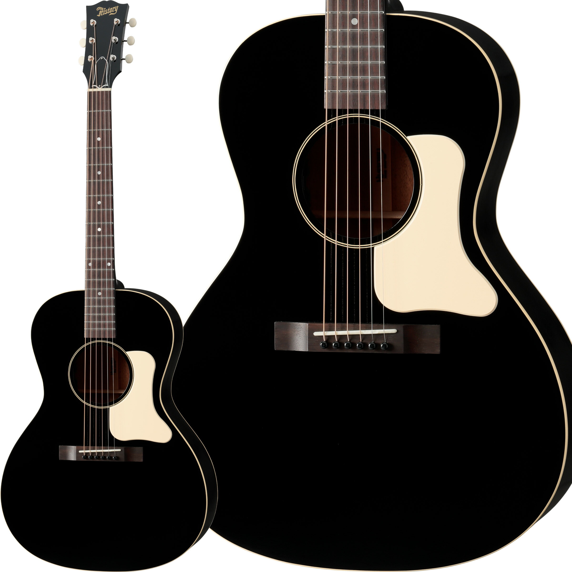 上質なサウンドと伝統的なルックスに、HISTORYの弾きやすさが加わったこだわりの国産アコースティックギター【特徴】往年の名器にインスパイアされたルックスに、高度で現代的な技術をミックス。通常のHISTORYとはやや趣きの異なるシリーズがAnother Story HISTORY（ASH）です。本モデルはアコースティックギターに適した希少性の高い木材を使用し、国内工場で丁寧に作り込み、HISTORYが高い評価を得てきた""弾きやすさ""を随所に盛り込みました。コンパクトなボディのトップにはアディロンダック・スプルース材を採用。ヴィンテージギターを思わせる乾いたトーンを生み出します。やや低めに設定された弦高と、どのポジションでも握りやすいネック形状により、優れた演奏性を実現しました。そしてピックアップには、木材の温もりあるサウンドを引き出しやすいフィッシュマン製を採用。弾き語りやレコーディングに適しています。上質で強度と安定性に優れたボディトップ材ボディトップにはアディロンダック・スプルースを使用。軽量ながら強度に優れており、ダイナミックでブライトな音質が特徴です。※画像はVintage Sunburstカラーモデルオールラッカー仕上げで豊かな倍音塗装の全工程でニトロセルロースラッカーを使用し、木材表面の細かい凹凸も指先で感じられるほどの薄い塗膜を実現。塗膜が木材の鳴りを妨げる影響を最小限に抑え、ボディ鳴りや倍音が豊かになります。また使い込むほどに味のある経年変化も楽しめます。シームレス・VUネック・グリップローポジションではコードワークを考慮したソフトVシェイプ、ハイポジションではテクニカルなフィンガリングをサポートするUシェイプ。ナット側からボディ側にかけてシームレスに変化していくことで、高いプレイアビリティを実現します。ネック・エクステンション・システムネックとボディ接続部を補強した構造。ネックの元起きや落ち込みを防止すると共に、ネックとボディの一体感を向上。振動が伝わりやすくなり、音の立ち上がりやサスティーンに優れたサウンドを生み出します。フィッシュマン製ピックアップ音質や音域のバランスに定評があるフィッシュマン製ピックアップを搭載。ボリュームとトーンの2コントロールがサウンドホール上部に取り付けられており、ライブやレコーディングの際の操作性も抜群です。※画像はVintage Sunburstカラーモデル【詳細情報】ボディトップ：アディロンダックスプルース単板ボディサイド：アフリカン・マホガニー単板ボディバック：アフリカン・マホガニー単板ボディ仕上げ：極薄オールラッカーネック：アフリカン・マホガニーネック仕上げ：V-Uシェイプ指板：インディアン・ローズウッドネックジョイント：ダブテイル・ジョイント + ネック・エクステンション・システムペグ：Gotoh SD-90/M5ナット/ナット幅：牛骨（オイル含侵）43.0mmフレット：19F SBB-23ピックアップ：フィッシュマン（アンダーサドル・ピエゾ）ボリューム/トーンサドル：牛骨（オイル含侵）ブリッジ：インディアン・ローズウッド使用弦：EJ16スケール ：625mm付属品：高品質ギグバッグ ／ ネック調整用パイプレンチ（5mm）保証期間：3年（保証書付属）JANコード：4514812113194