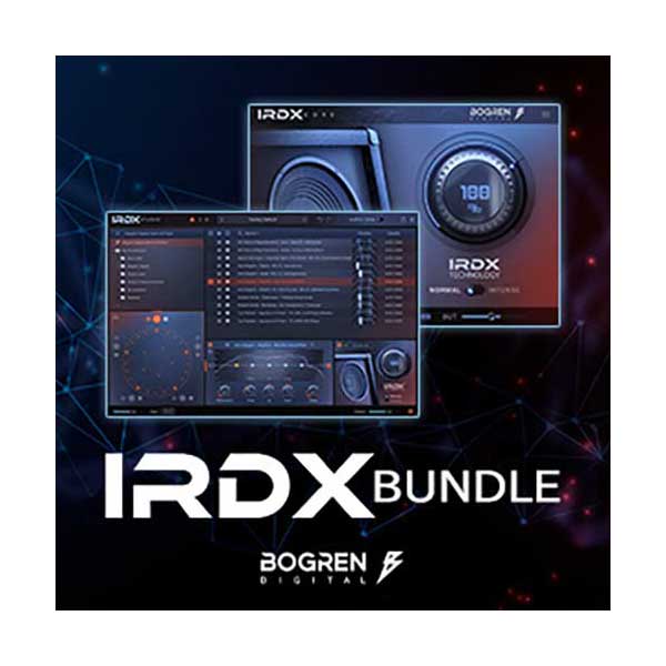 IRに新たな生命を吹き込むIRDX Technology搭載製品バンドル！【特徴】本製品は、あらゆるアンプシミュレーターのダイナミクス表現を強化するプラグイン『IRDX CORE』と、革新的なスピーカー・エミュレーション機能を搭載した次世代のIR（インパルス・レスポンス）ローダー・プラグイン『IRDX Studio』のお得なバンドル製品です。単体では49ユーロの製品を、2点まとめて59ユーロにてご購入いただくことができます。両製品の肝となる「IRDX Technology」は、従来のアンプシミュレーターやIRに、本物のギターアンプ・スピーカーがもたらすダイナミックで有機的な挙動（空気の動き、コンプレッション、など）を付加する機能です。これにより、平面的になりがちなサウンドが、立体的で生々しい、本物さながらのトーンへと進化します。※BOGREN DIGITAL社の既存アンプシミュレーターには、既に「IRDX Technology」が導入されています。IRに新たな生命を吹き込む「IRDX Technology」ギターアンプのスピーカー及びキャビネットは、アンプから入力される信号の大小に応じて空気を動かし、圧縮し、分散させます。現在ギター・キャビネットをエミュレートする方法の主流となりつつあるインパルス・レスポンス（IR）は、実際にギターアンプのキャビネットから採取した信号を用いているため、キャビネットが鳴らす本物のトーン特性とレゾナンスを備えています。しかし、それはリアルタイムに変化するトーンのその一瞬だけを切り取った「静的なスナップショット」でしかなく、ダイナミクスに欠けた平面的なサウンドになってしまい、演奏のダイナミクス表現が苦手な面がありました。JENS BOGREN が開発したIRDX （インパルス・レスポンス・ダイナミクス）テクノロジーは、この問題を解決します。アンプからの入力信号に対してダイナミックに反応する「本物のギタースピーカーの挙動（空気のハリ、コンプレッションなど）」を演奏に応じて忠実にエミュレート。その効果を既存のIRに加えることで、アンプシミュレーターのサウンドを実際のスピーカーキャビネットでアンプを鳴らしているかのような、三次元的で生々しい弾き心地を獲得できるほか、ミックスにも自然に馴染むようになります。JANコード：4511820207853