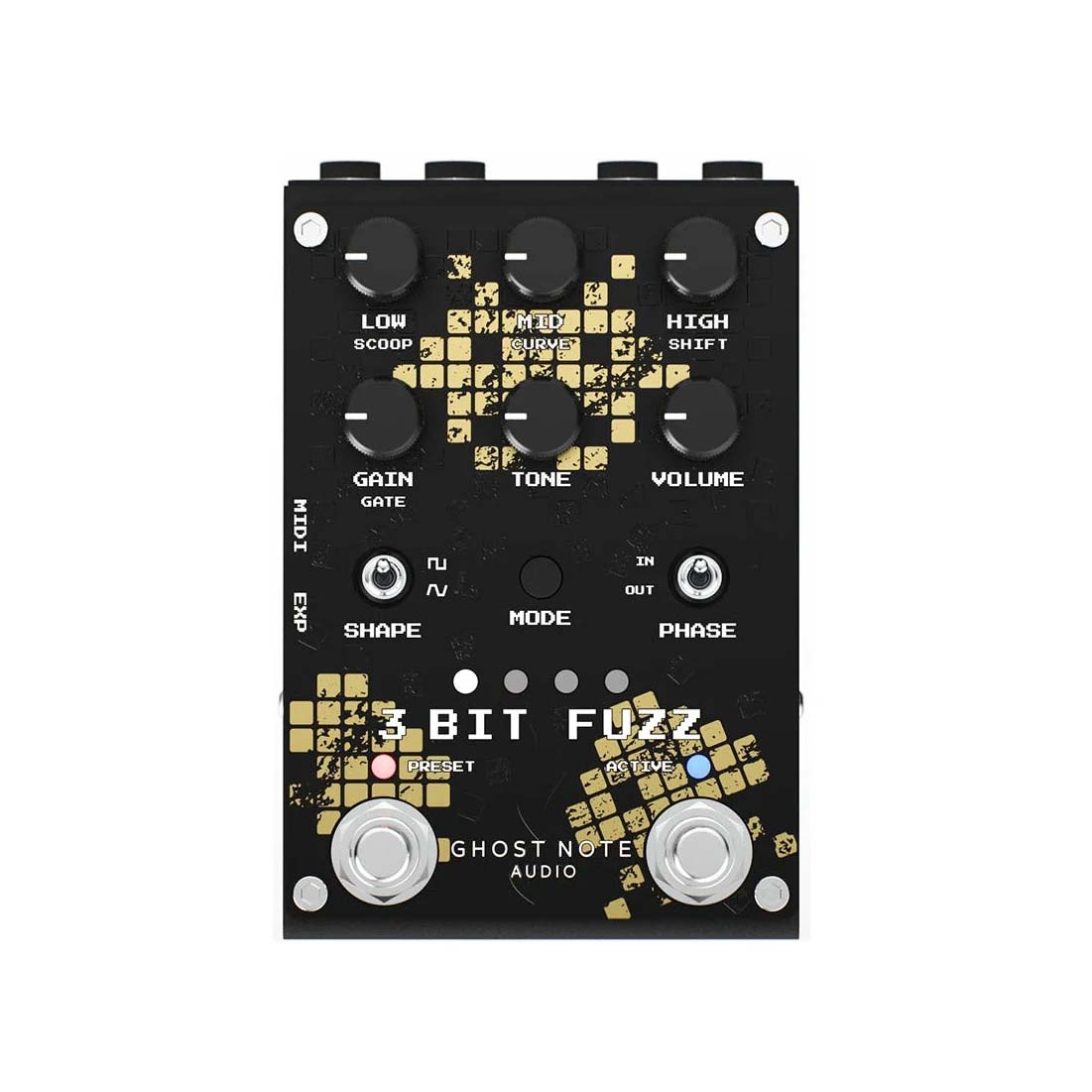 実験的なマルチバンド・ビットクラッシャー【特徴】3 Bit Fuzzは実験的なマルチバンド・ビットクラッシャーです。我々なりの挑戦として、少し異なるアプローチを試み、リスクを冒して真に独創的なペダル作りに挑みました。信号経路は3つのパスに分岐し、各パスにはプリディストーション用ローパス/ハイパスフィルター、ビットクラッシャー、ポストディストーションフィルターが搭載されています。8種類のモードによりプリ/ポストディストーションフィルターのカットオフ周波数を調整でき、幅広いサウンドバリエーションを実現します。さらにトーンシェイピング機能として、高域ロールオフトーンコントロール、中域スクープフィルター、そして「カーブス」と呼ばれる出力EQカーブを音に付与する機能を搭載。これによりアンプの前段でもパワーアンプ直結でも最適な出力を実現します。- 3バンド並列処理による独創的なビットクラッシュ・ファズ- Curve / Scoop / Blend による実戦的なトーンシェイピング- 8つのモードでプリ/ポストディストーションの帯域特性を切替Daedalus Effects SeriesDaedalus はデジタルエフェクトペダルのシリーズです。このシリーズの特徴は、ペダルのフェイスプレートを交換することで、同シリーズの別のエフェクトへ再プログラムできるというユニークな仕組みです。さらに、フルMIDIコントロール、エクスプレッションペダル対応、そしてUSB（または標準の9V DCアダプター）での電源供給にも対応しています。【詳細情報】【基本仕様】入力インピーダンス：500kΩ出力インピーダンス：150Ω最大入力レベル：6.2dBu最大出力レベル：4.0dBuサンプリングレート：48kHzビット深度：24ビット周波数特性：40Hz - 20kHz【入出力 / 電源】入力：デュアル入力（両方使用時はミックス）、1/4インチ、ラインレベル対応出力：デュアル出力、1/4インチ、ラインレベル対応MIDI入力：3.5mm TRS（Type-A）エクスプレッション入力：3.5mm TRS（T=出力、R=電源、S=GND）電源コネクタ：2.1mm センターマイナス入力電圧：9V DC（または5V USB-C電源）入力電流：100mA【外形寸法】幅：83mm（3.25インチ）高さ：125mm（5インチ）厚さ（ノブを含む）：55mm（2.15インチ）重量：590グラム（1.3ポンド）【主な特長】音作り：3バンド並列ビットクラッシャーモード：8種類のエフェクトモードフットスイッチ：Preset / Active のデュアルソフトタッチ筐体：1.5mm厚 粉体塗装スチールシリーズ機能：Daedalus内で再プログラム可能Web Editor：USB / MIDI経由でブラウザ制御JANコード：5061116280200