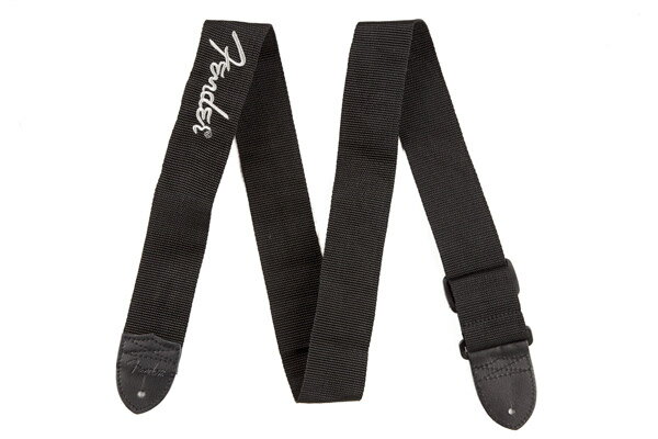 Fender BLACK POLYESTER LOGO STRAPS BK/WH ȥå ե