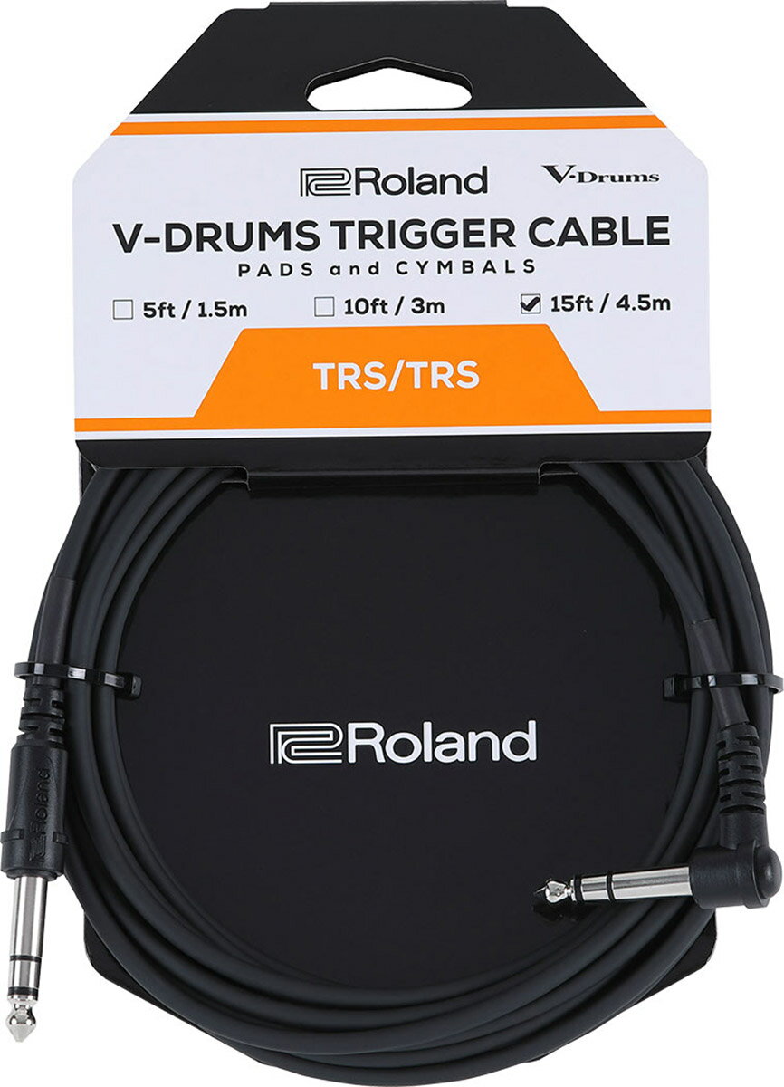 V-Drumsパッド・シンバル用接続ケーブル【特徴】PCSシリーズはRoland 電子ドラムのパッド・シンバルから、音源モジュール・パーカッションパッドへの接続に適したトリガー・ケーブルです。ケーブルはしなやかで取り回ししやすく、パッドやシンバルとの接続に最適なL型のコネクターと、音源などへの接続を想定したストレート・タイプのコネクターを備えています。・TRSステレオ・コネクターを備えた電子ドラム用トリガー・ケーブル・Roland電子ドラム及びパーカッションとパッド／シンバル等のアナログ接続に最適・しなやかで耐久性あるPVCジャケット・無酸素銅を使用した芯線とシールド【詳細情報】ケーブル長さ：PCS-15-TRA : 4.5mプラグ：TRS標準タイプ - TRS標準タイプ（L型）JANコード：4957054519148