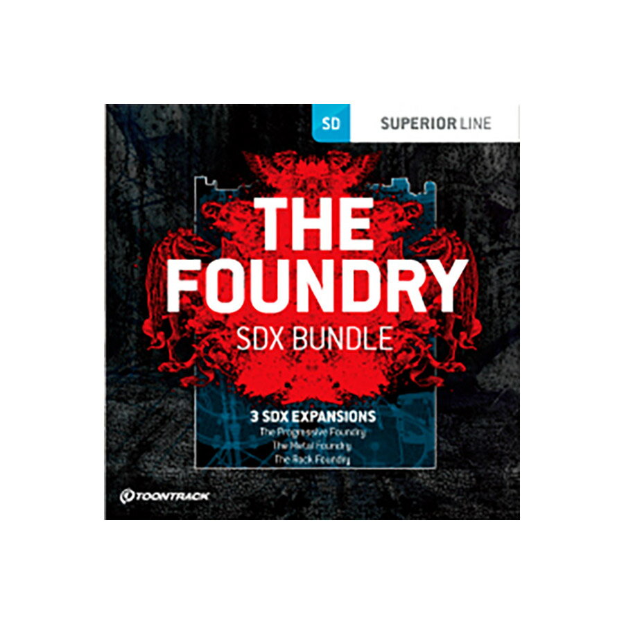 「FOUNDRY」系3製品のバンドル・セット！【特徴】『SDX THE FOUNDRY BUNDLE』は、「FOUNDRY」系SDX拡張ドラム音源のお得なバンドルセットです。・『SDX THE ROCK FOUNDRY』（SUPERIOR DRUMMER 3 専用）・『SDX PROGRESSIVE FOUNDRY』・『SDX METAL FOUNDRY』【詳細情報】搭載エンジン：SUPERIOR DRUMMER 3 ENGINEDLサイズ：約166 GBリリース時期：2018年1月JANコード：4511820116070