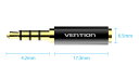 VENTION 3.5mm Male to 2.5mm Female Audio Adapter Black Metal Type xV BF-6647