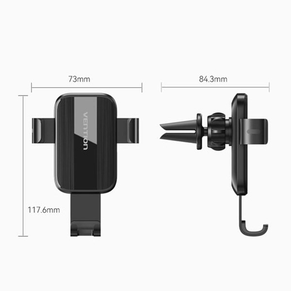 VENTION Auto-Clamping Car Phone Mount With Duckbill Clip Black Square Fashion Type ベンション KC-8944