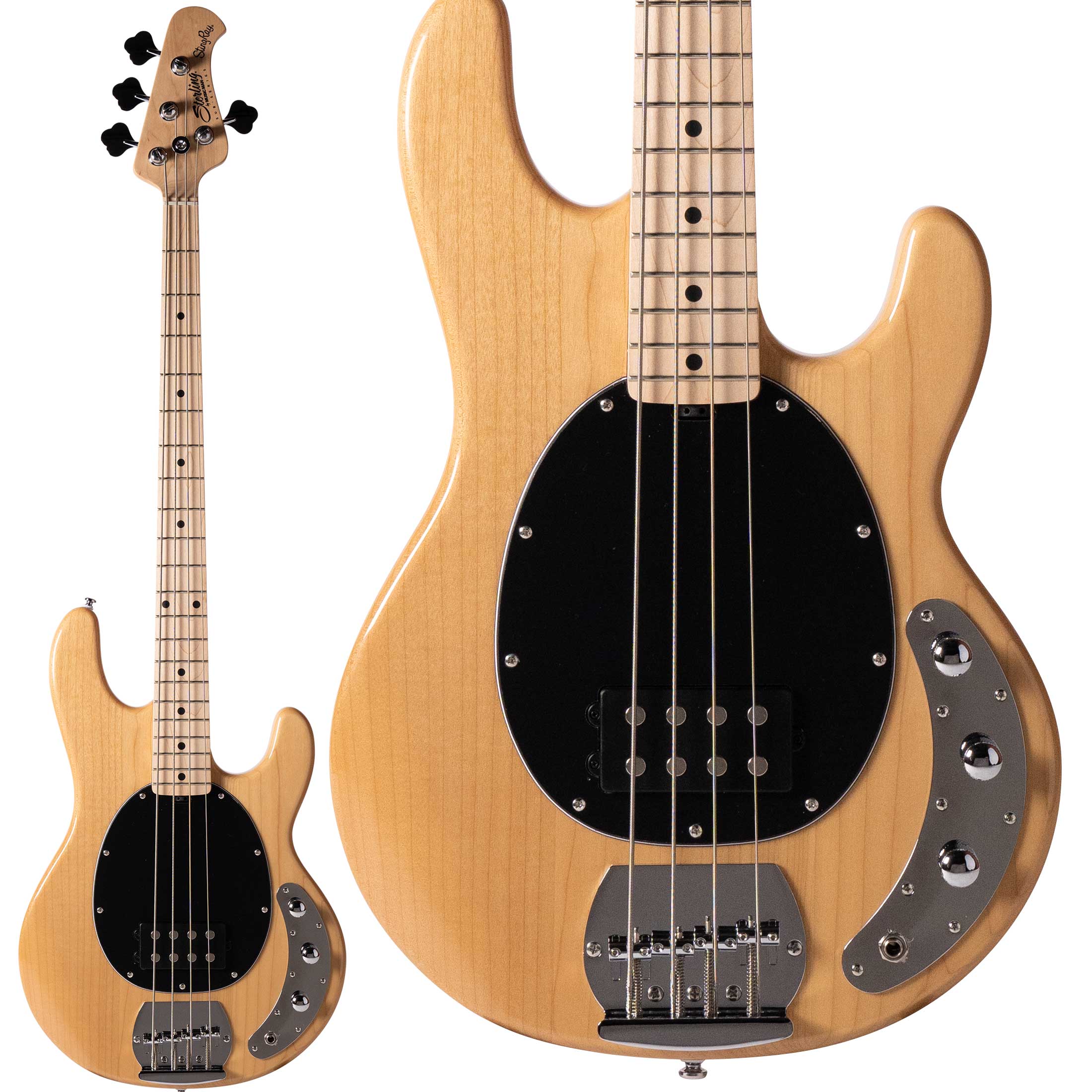 「Natural / Maple」仕様のRAY4が島村楽器限定モデルとして登場【特徴】StingRayの特徴的な音色とデザインを継承しつつ、コストパフォーマンスに優れたStingRay RAY4ベース。RAY4の主な特徴として、9Vアクティブプリアンプと低ノイズのハムバッキングピックアップを搭載しています。これにより、パワフルで明瞭なベース音を実現しています。また、完全に調整可能な頑丈なブリッジを備えており、演奏性と音質の安定性を確保しています。※画像はサンプルになります。【商品のコンディション】新品・展示品・メーカー保証付属※画像はサンプルになります。【詳細情報】Body Wood：Soft MapleBody Color：Natural GlossBridge：Fixed BridgePickguard：Black (Black/White/Black 3P)Scale Length：34 (86.4cm)Neck Radius：9.5 (24cm)Frets：21 Frets, MediumNeck Width:38mm at Nut, 62mm at Last FretNeck Wood：Hard MapleFingerboard：Hard MapleFret Markers：Black Dot MarkersTuning Machines：Open GearTruss Rod：Single ActionNeck Attachment：6 Bolt PatternControls：2-band Active PreampSwitching：N/APickups：H - 1 Ceramic HumbuckerStrings：.045-.105Gig Bag：Original Gigbag 【ご注意】 ●メーカー保証付き。メーカー保証期間終了後も島村楽器全店で通常よりもお安く修理、調整いたします。●商品の詳細、状態などは新宿PePe店 03-3207-7770 または商品画像下の「お問い合わせ」ボタンよりお問い合せください。●商品は専任スタッフ及び専属リペアマンによる調整、セットアップを行い出荷させていただきます。●こちらの商品は新宿ぺぺ店店頭でも同時に販売しております。　●店頭売却時の商品情報の削除は迅速を心掛けておりますが、万一ご注文後に売り切れとなっておりました場合は誠に申し訳ございませんがご容赦ください。　●商品によって、調整等でお届けにお時間をいただく場合がございます。予めご了承ください。 ■管理コード:0104000828906