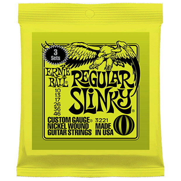 ERNiE BALL 3221 Regular Slinky 10-46 レギュラースリンキー 3セット アーニーボール エレキギター弦 お買い得な3パック