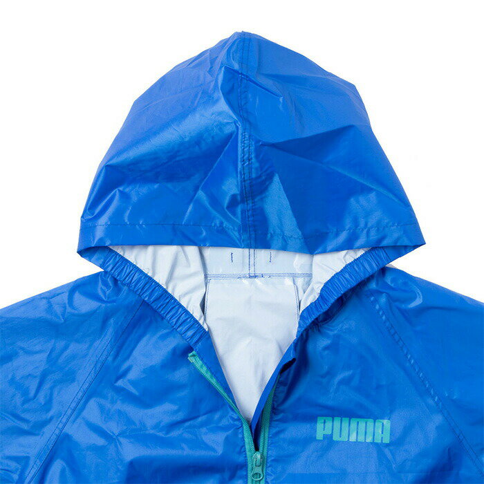 PUMA（プーマ）子供用レインコート ブルー 130cm / 140cm / 150cm サイズ 反射テープ付き 雨具 かっぱ 小学生 男児 通学 登校 雨 濡れ防止