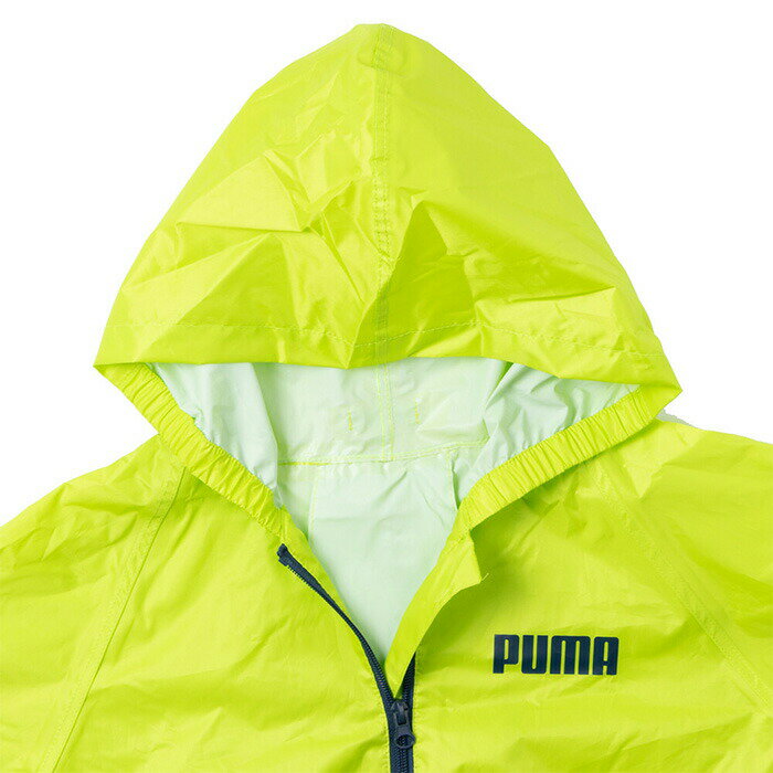 PUMA（プーマ）子供用レインコート ライムグリーン 130cm / 140cm / 150cm サイズ 反射テープ付き 雨具 かっぱ 小学生 男児 通学 登校 雨 濡れ防止