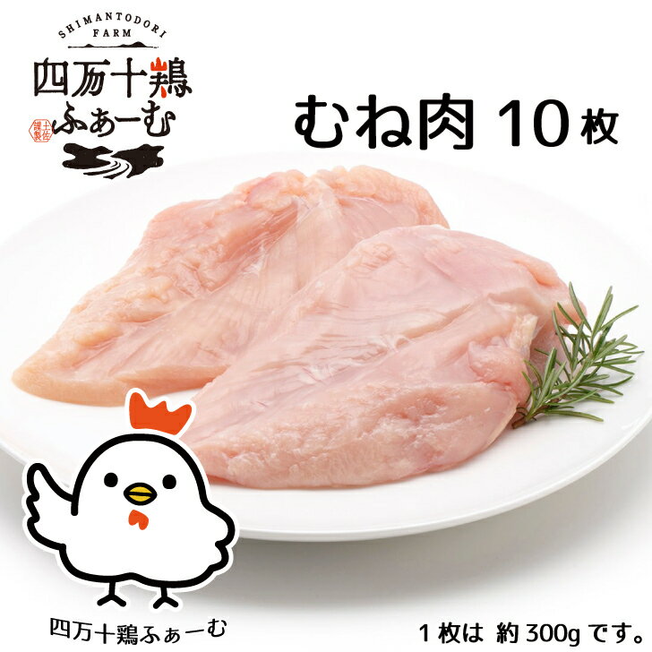 【ブランド鶏 四万十鶏】ヘルシーな鶏肉の代名詞 むね肉 むね肉1枚入 10パック 鶏むね 鶏肉 鳥肉 冷凍少量パック 真空包装高知県産 四万十 朝びき