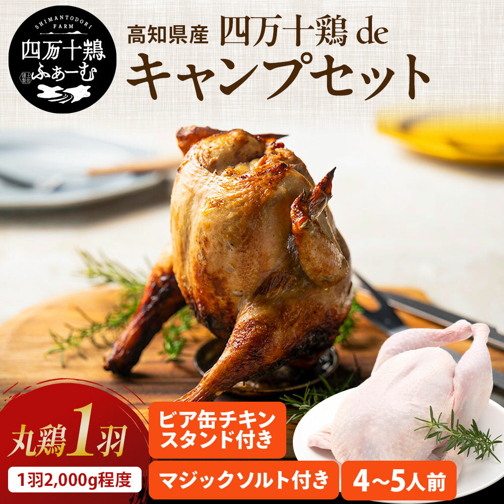 楽天四万十鶏ふぁーむ【ポイント5倍】高知県産 四万十鶏de CAMPセット ビア缶チキン 丸鶏1羽 2kg マジックソルト付き 冷凍 国産 鶏肉 銘柄鶏 ローストチキン クリスマスチキン バーベキュー キャンプ 丸ごと 楽天お買い物マラソン