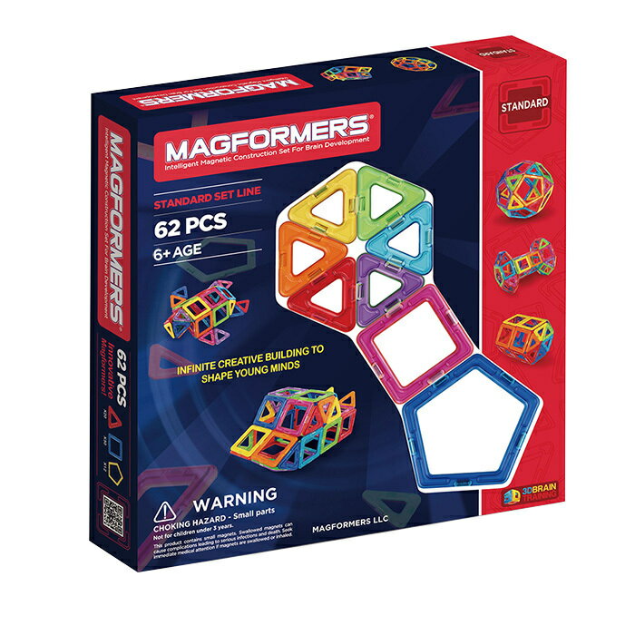 【デザイン更新のため在庫限り特価】 マグフォーマー 62ピースセット MAGFORMERS スタンダードセット マグネットブロック 創造力を育てる知育玩具 想像力 磁石 パズル ブロック プレゼント ギフト 誕生日 豪華 知育玩具 認知症 クリスマス ラッピング 並行輸入品