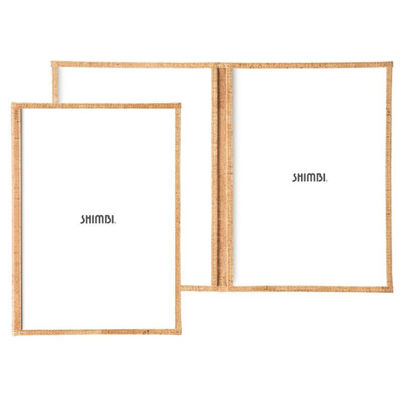 CORK-ABW-7(A-4対応 二つ折り4ページ仕様)クリアタイプ メニューブック a4 【A4 紙 洋風 メニュー表 メニューカバー 品書き おしゃれ 飲食店 ファイルブック 業務用 メニュー 高級】