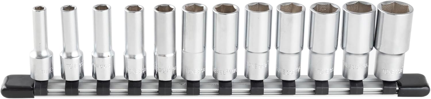 闭扣 - トネ(TONE) ディープソケットセット(6角・ホルダー付) HSBL312 差込角9.5mm(3/8