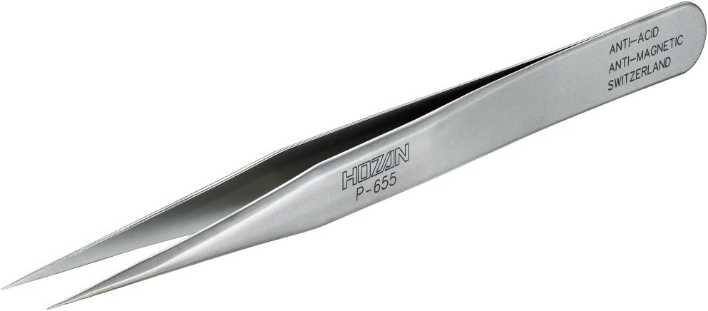 ホーザン(HOZAN) ピンセット 精密型 完全非磁性 全長120mm 開き幅8mm 先端幅0.2mm 直型 P-655