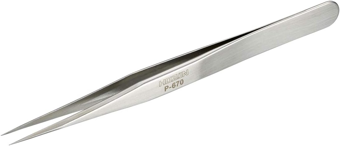 ホーザン(HOZAN) ピンセット 精密型 完全非磁性 全長120mm 開き幅6mm 先端幅0.15mm 直型 P-670